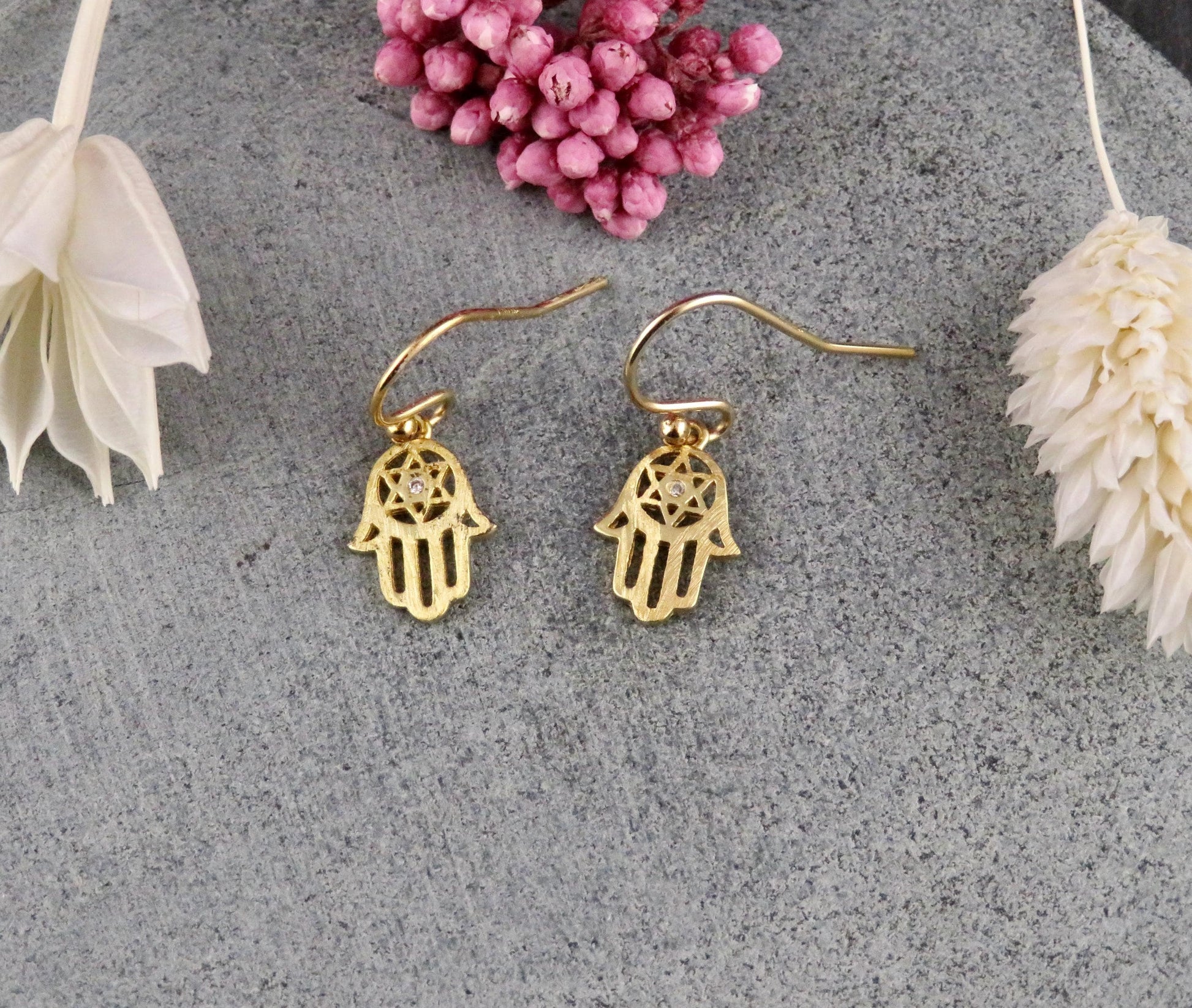 Gold Hamsa Earrings | Star David Hamsa Earrings | Gold Filled Hamsa Earrings | Hamsa Jewish Star Earrings