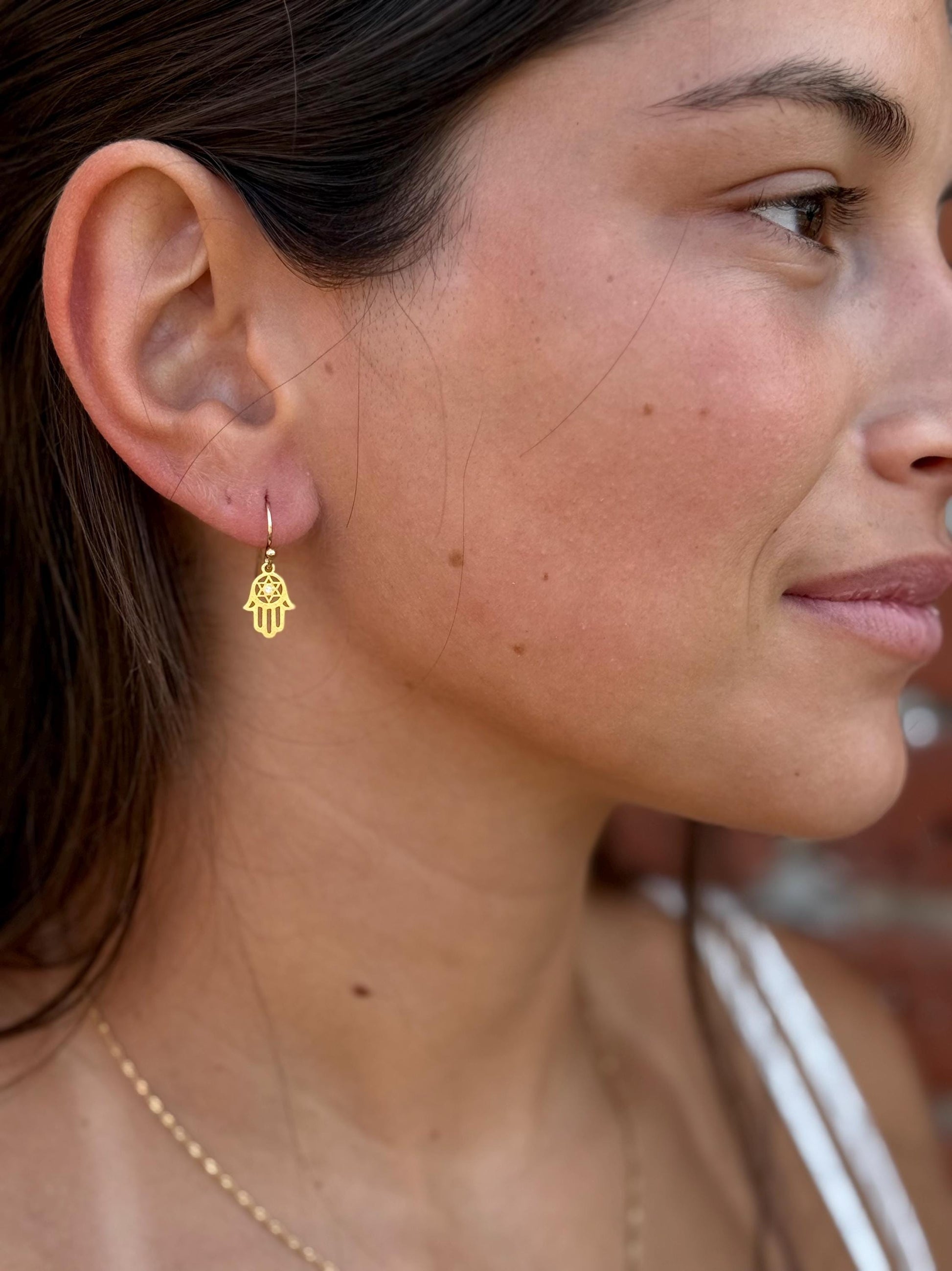 Gold Hamsa Earrings | Star David Hamsa Earrings | Gold Filled Hamsa Earrings | Hamsa Jewish Star Earrings