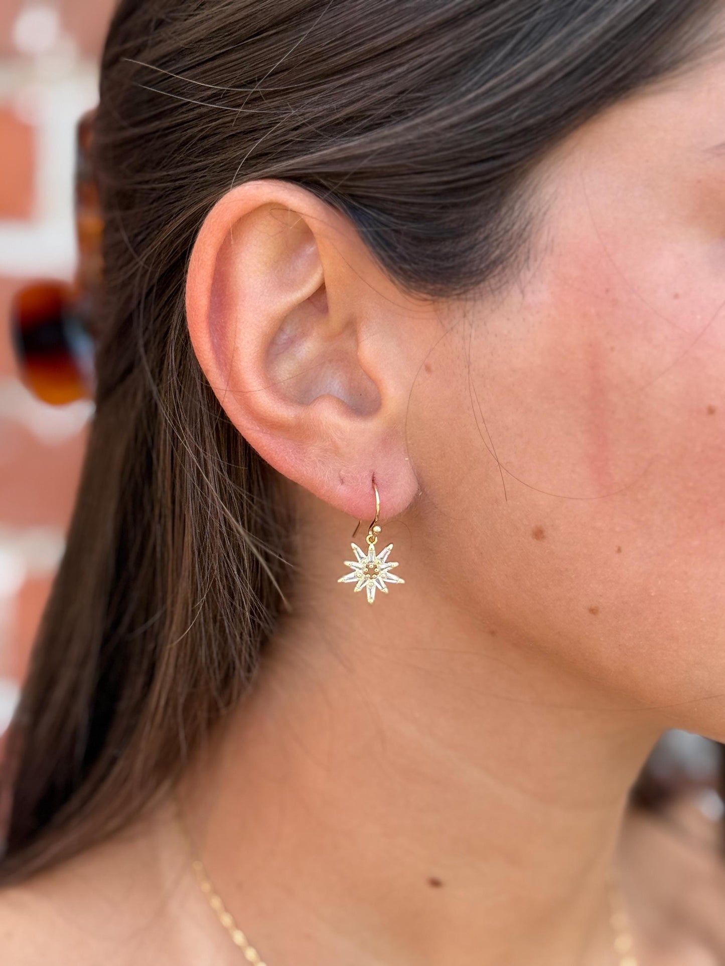 Sparkly Star Earrings | Gold CZ Earrings | Gold Starbursts | Crystal Gold Filled Earrings