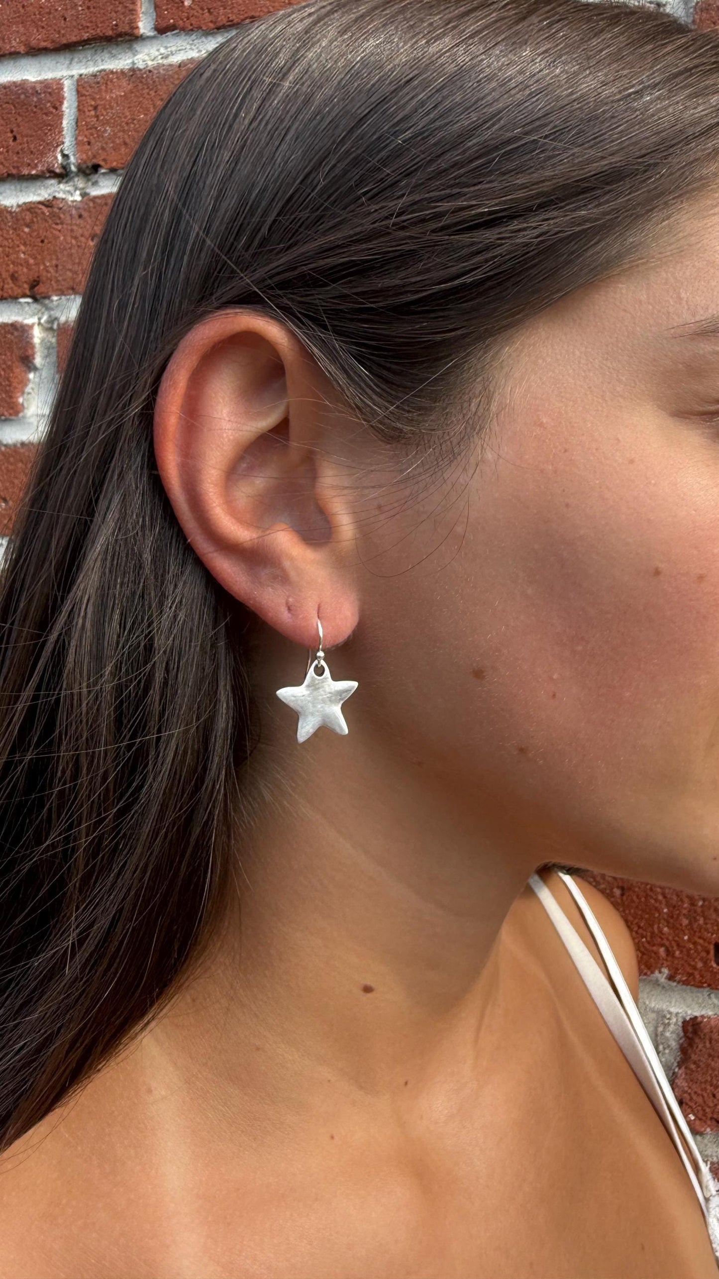 Hammered Silver Star Earrings