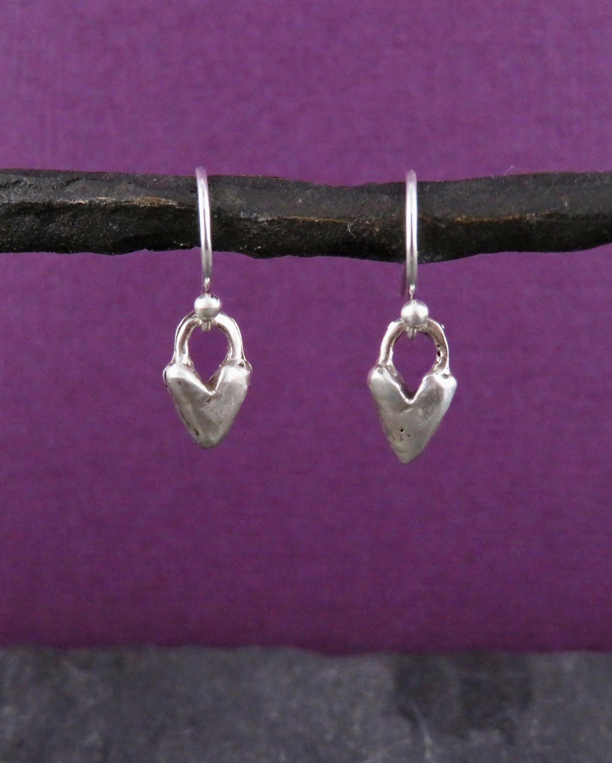 Silver Heart Earrings | Hammered Heart Earrings | Minimal Sterling Hearts | Small Heart Earrings