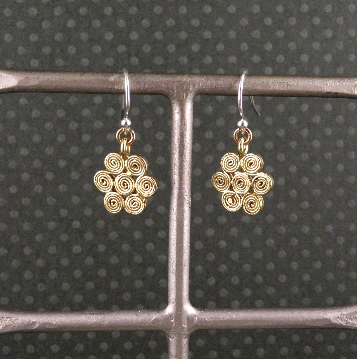 Gold Flower Earrings | Spiral Flower Earrings | Spiral Flowers | Geometric Earrings Gold