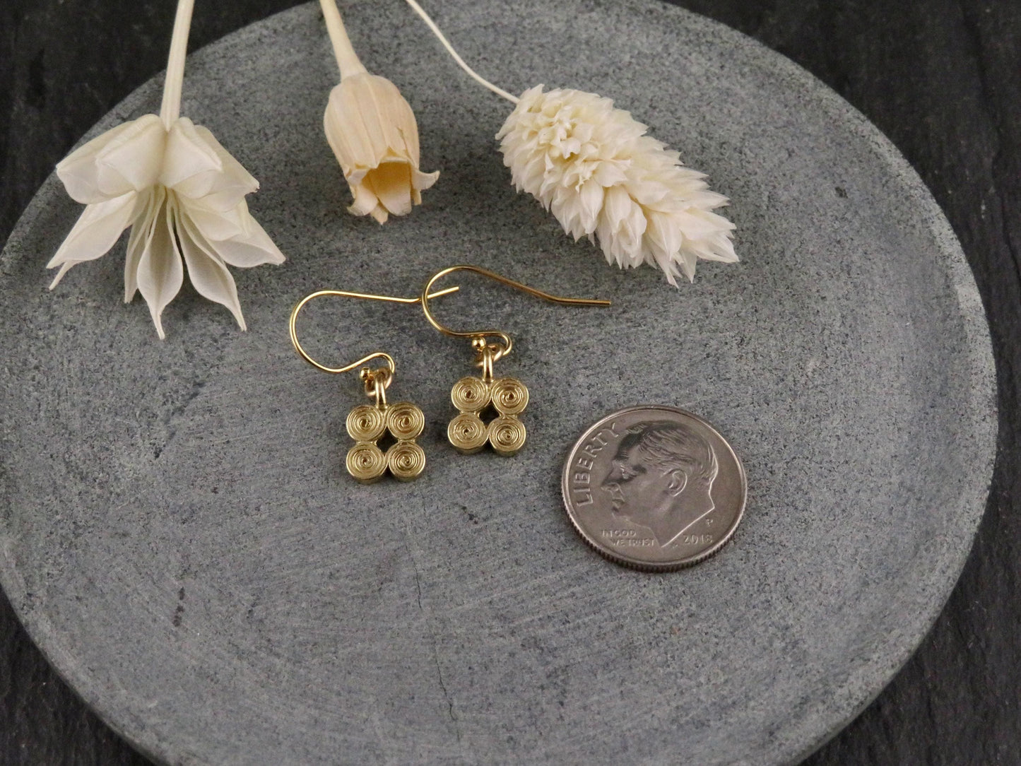 Minimal Earrings | Gold Spiral Earrings | Delicate Brass Earrings | Spiral Earrings