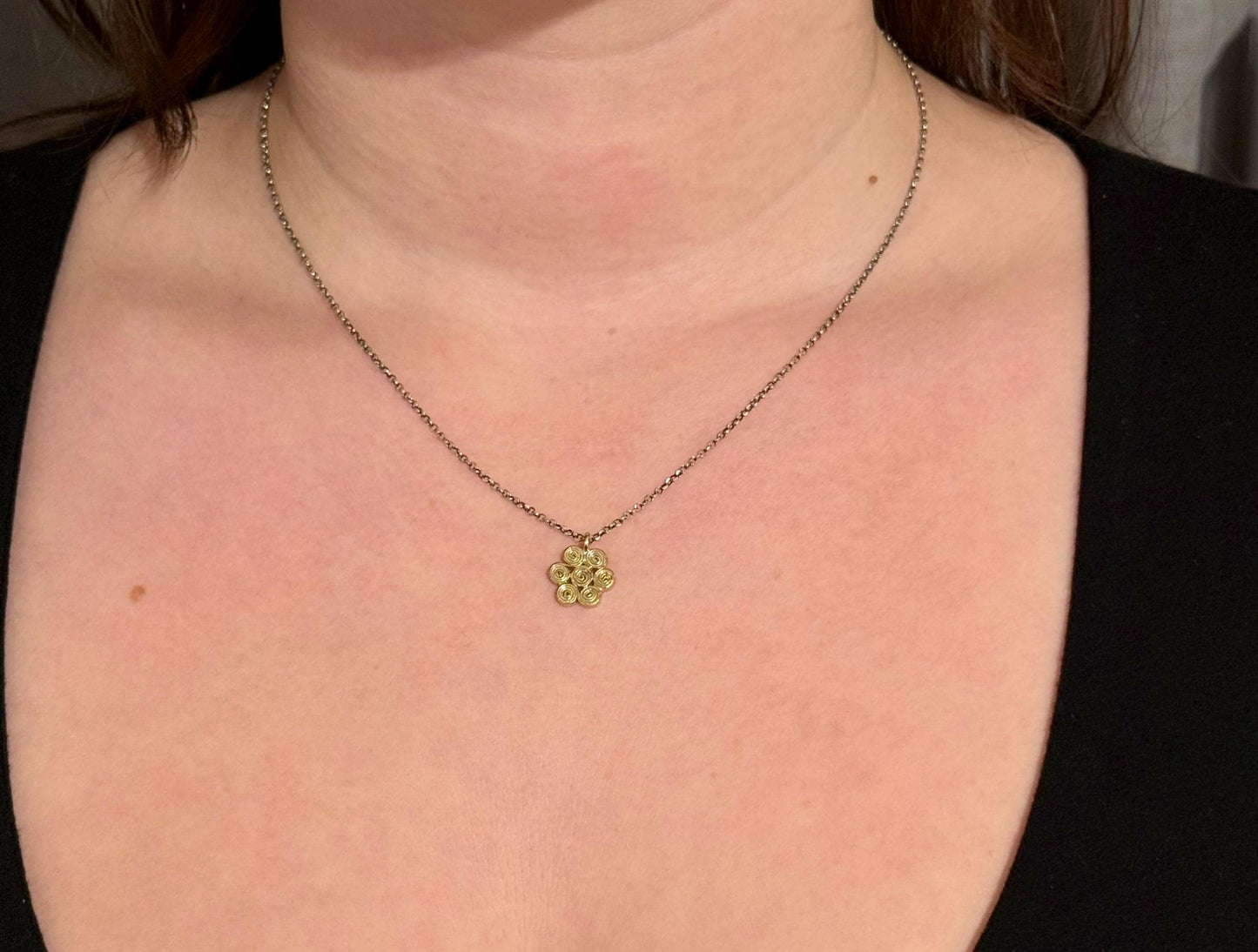 Gold Flower Necklace | Spiral Flower Necklace | Spiral Flowers | Geometric Necklace Gold