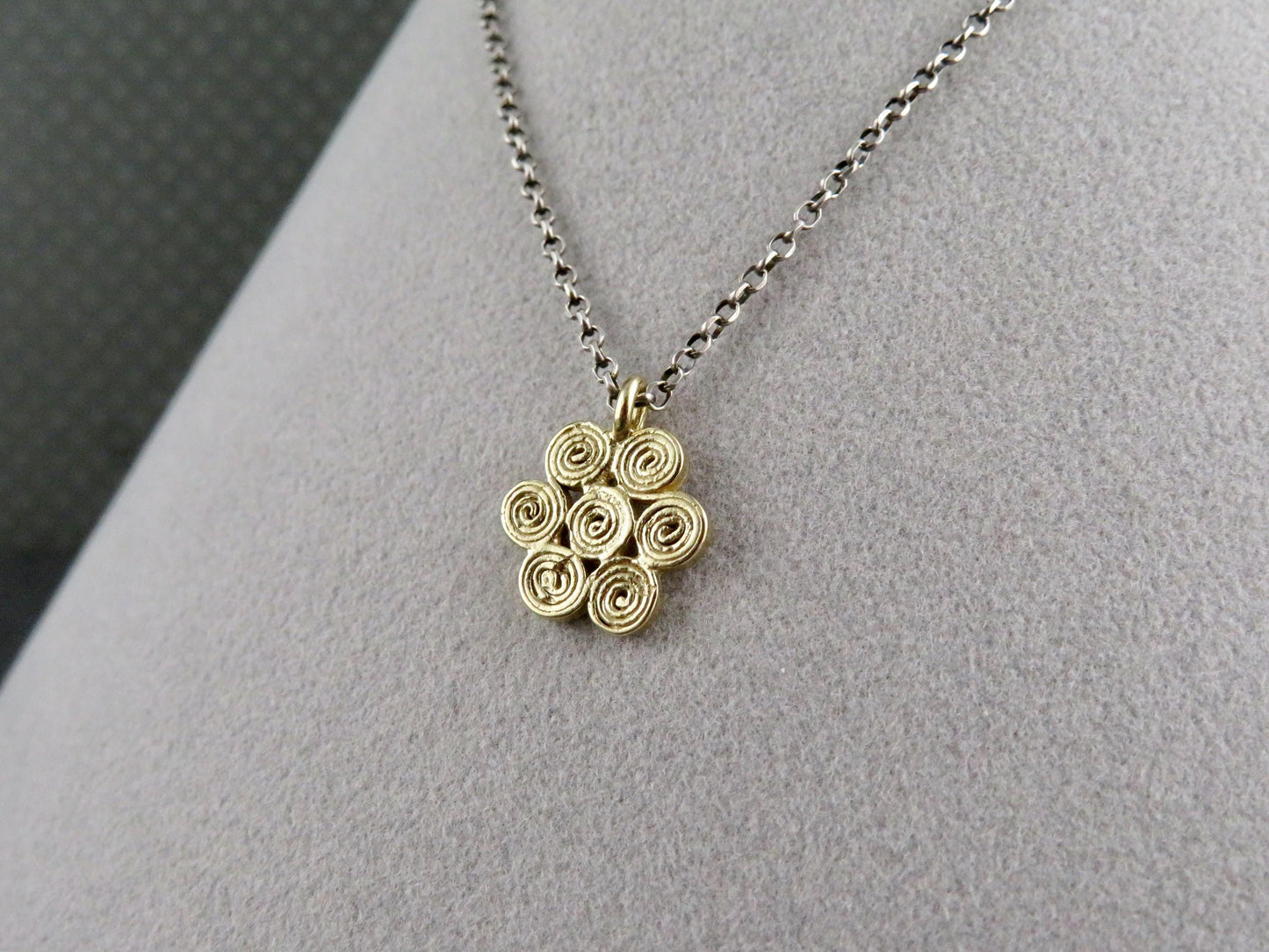 Gold Flower Necklace | Spiral Flower Necklace | Spiral Flowers | Geometric Necklace Gold