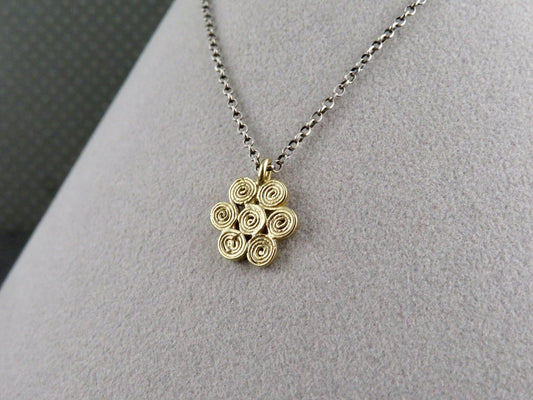 Gold Flower Necklace | Spiral Flower Necklace | Spiral Flowers | Geometric Necklace Gold