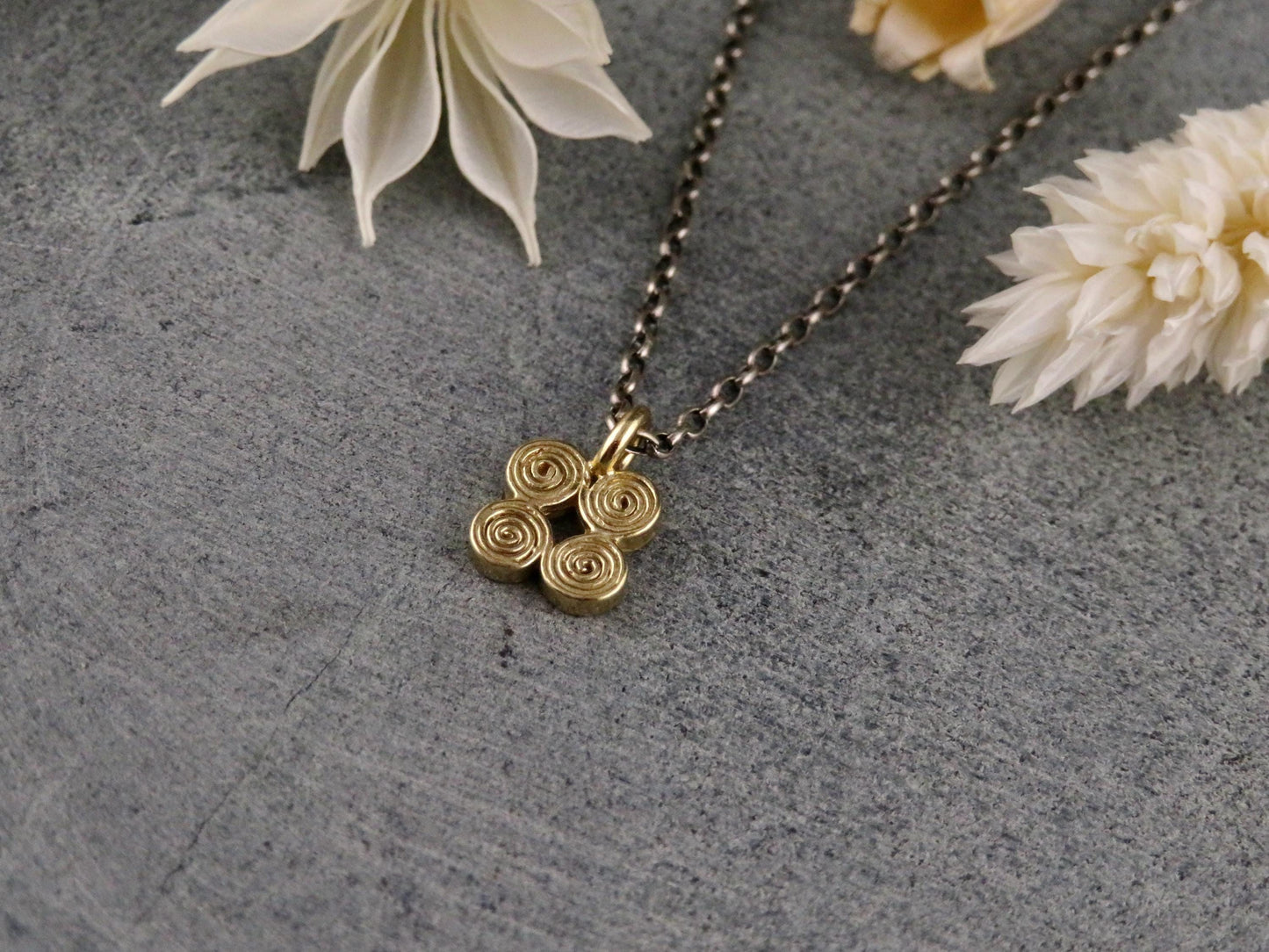 Minimal Necklace | Gold Spiral Pendant | Delicate Brass Necklace | Small Spiral Charm