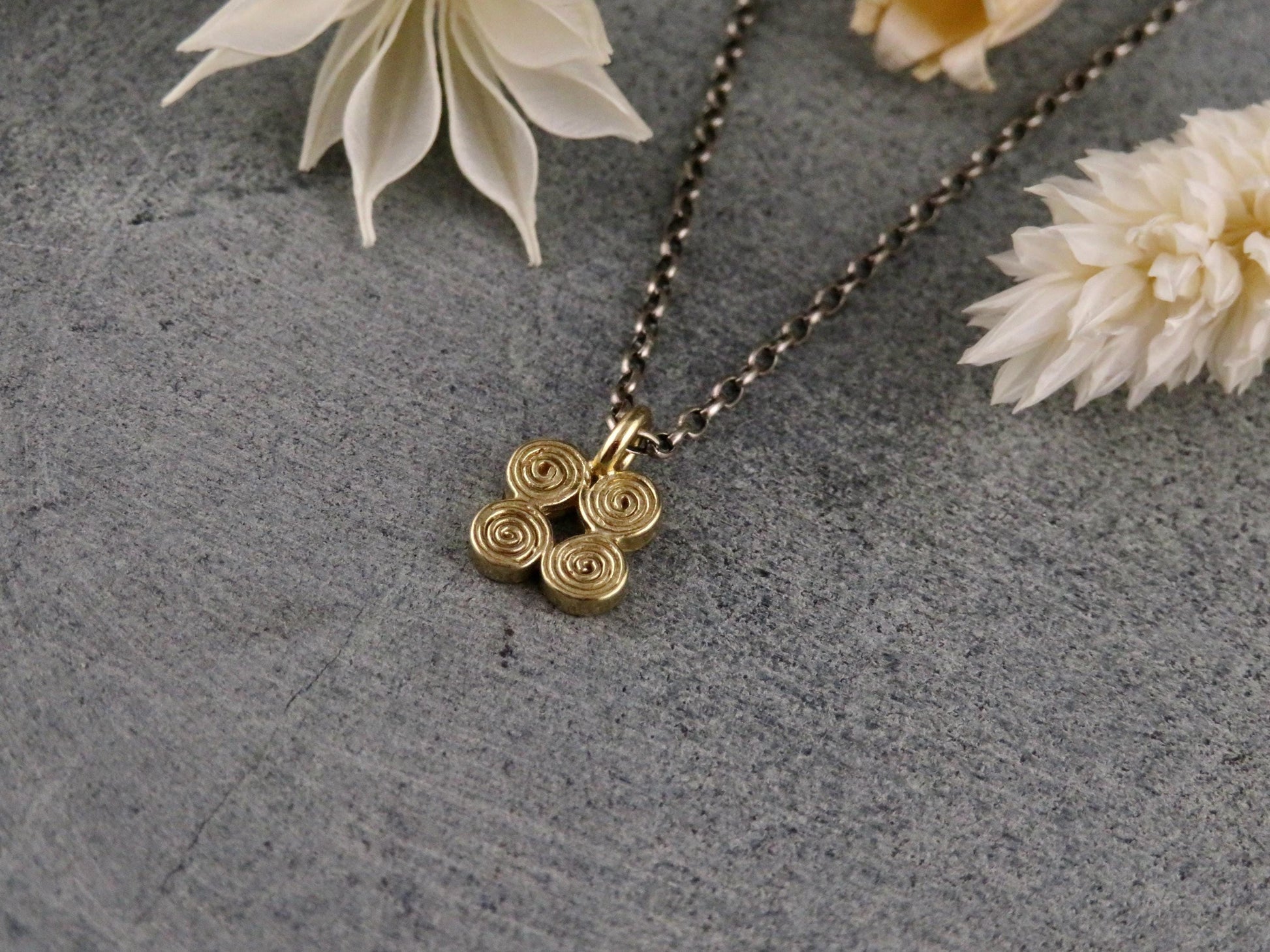 Minimal Necklace | Gold Spiral Pendant | Delicate Brass Necklace | Small Spiral Charm