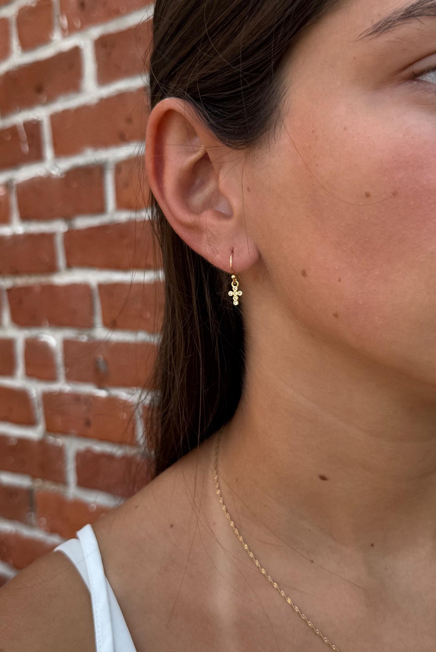 Tiny Gold Cross Earrings | Gold Filled Mini Cross Earrings | CZ Small Cross | Sweet Little Crosses