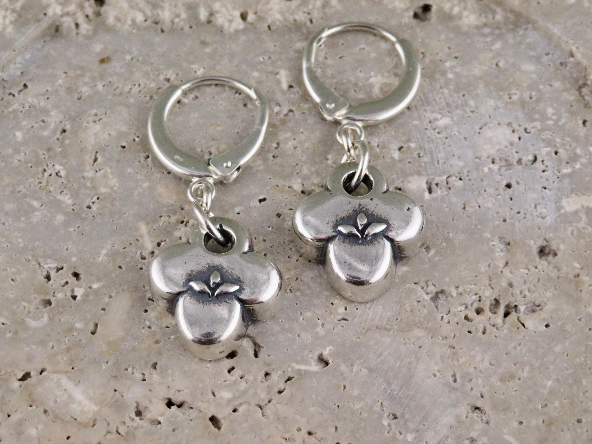 Silver Natural Earrings | Sterling Floral Hoops | Silver Rustic Hoops | Sterling Clover Earrings | Organic Hoops | Quatrefoil Charms