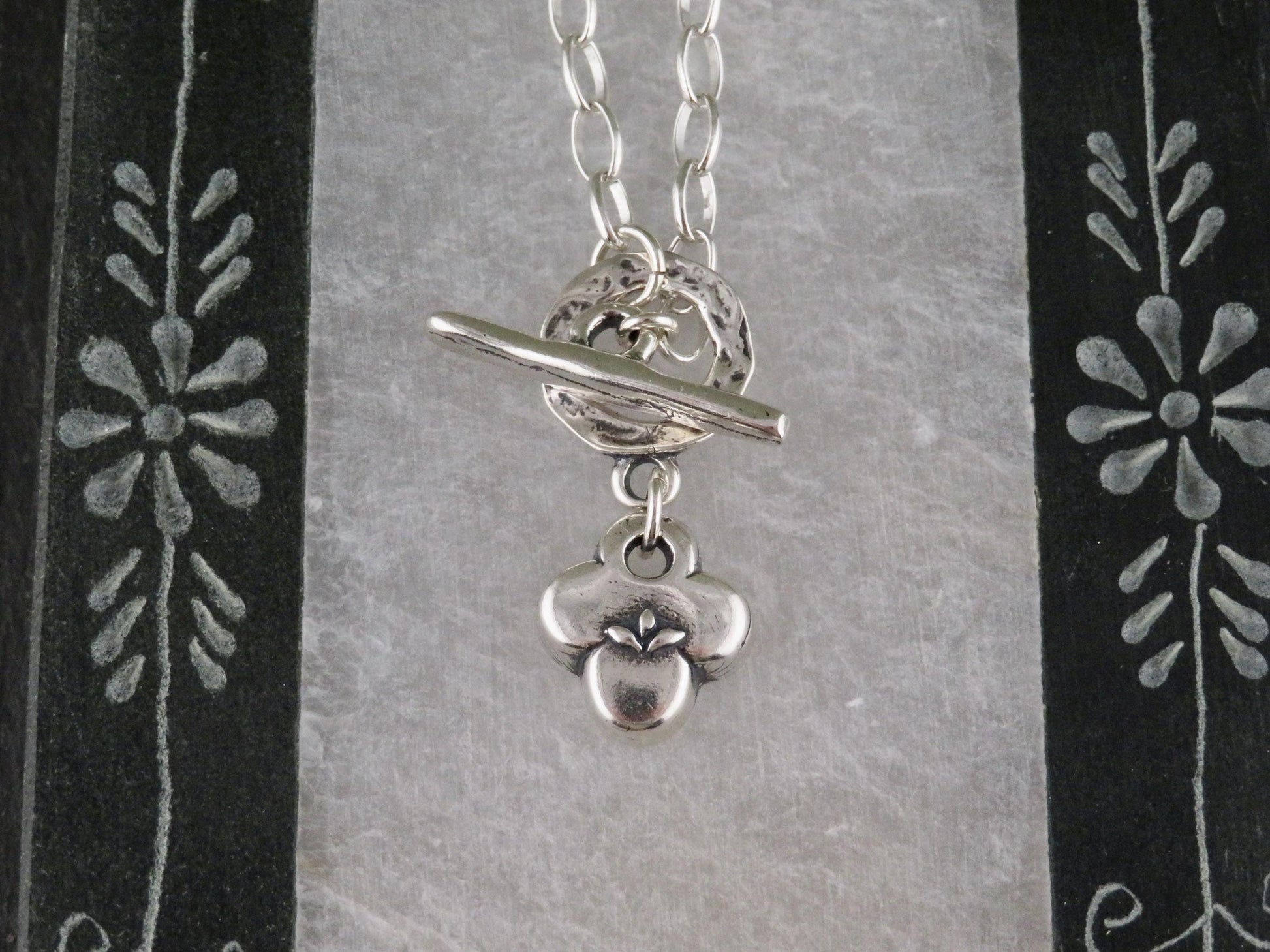 Silver Natural Necklace | Sterling Floral Necklace | Silver Rustic Pendant | Sterling Clover Charm | Organic Necklace | Quatrefoil Pendant