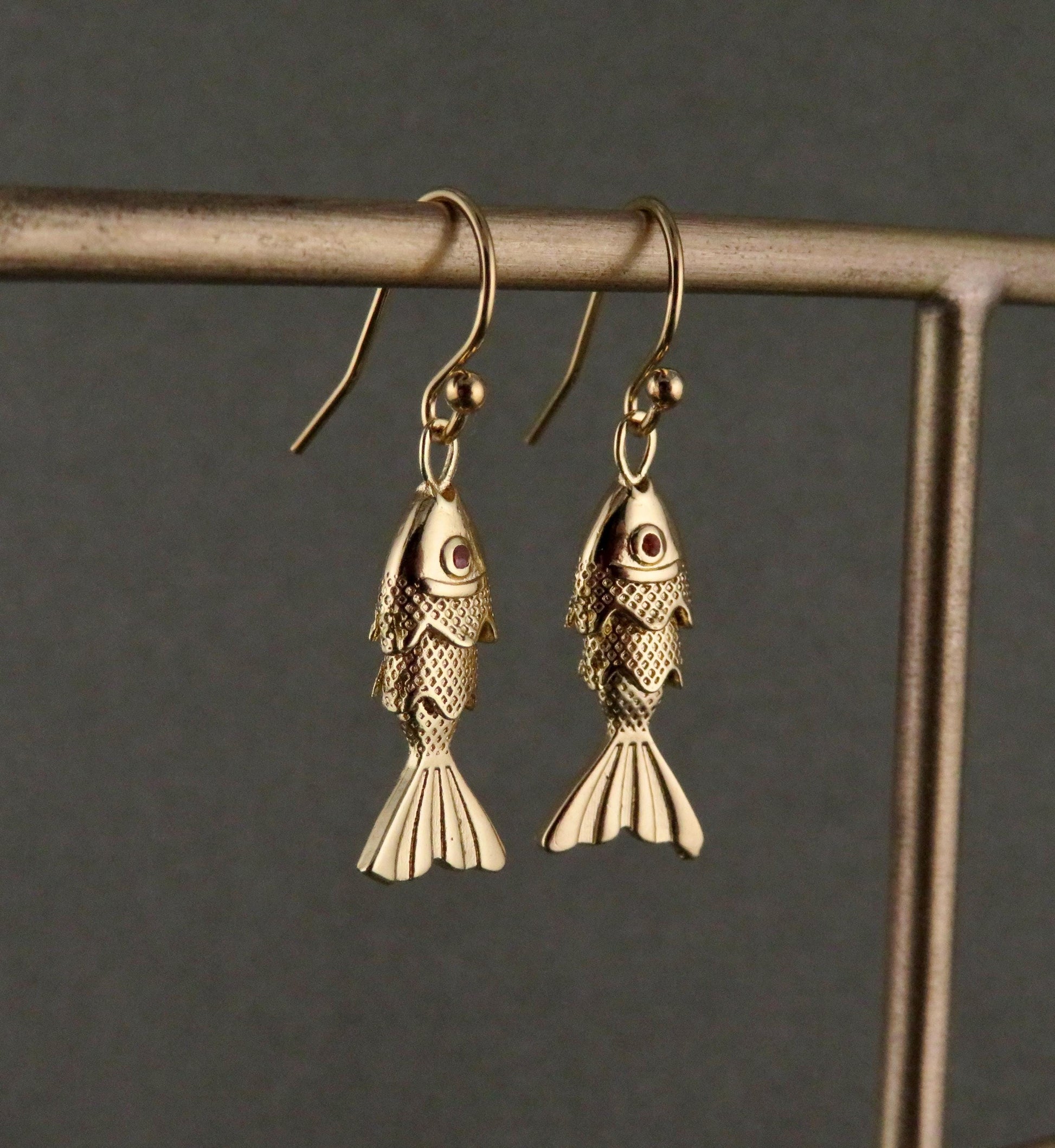 Small Gold Fish Necklace | Articulated Fish Pendant | Sea Life Necklace | Mini Gold Fish Charm