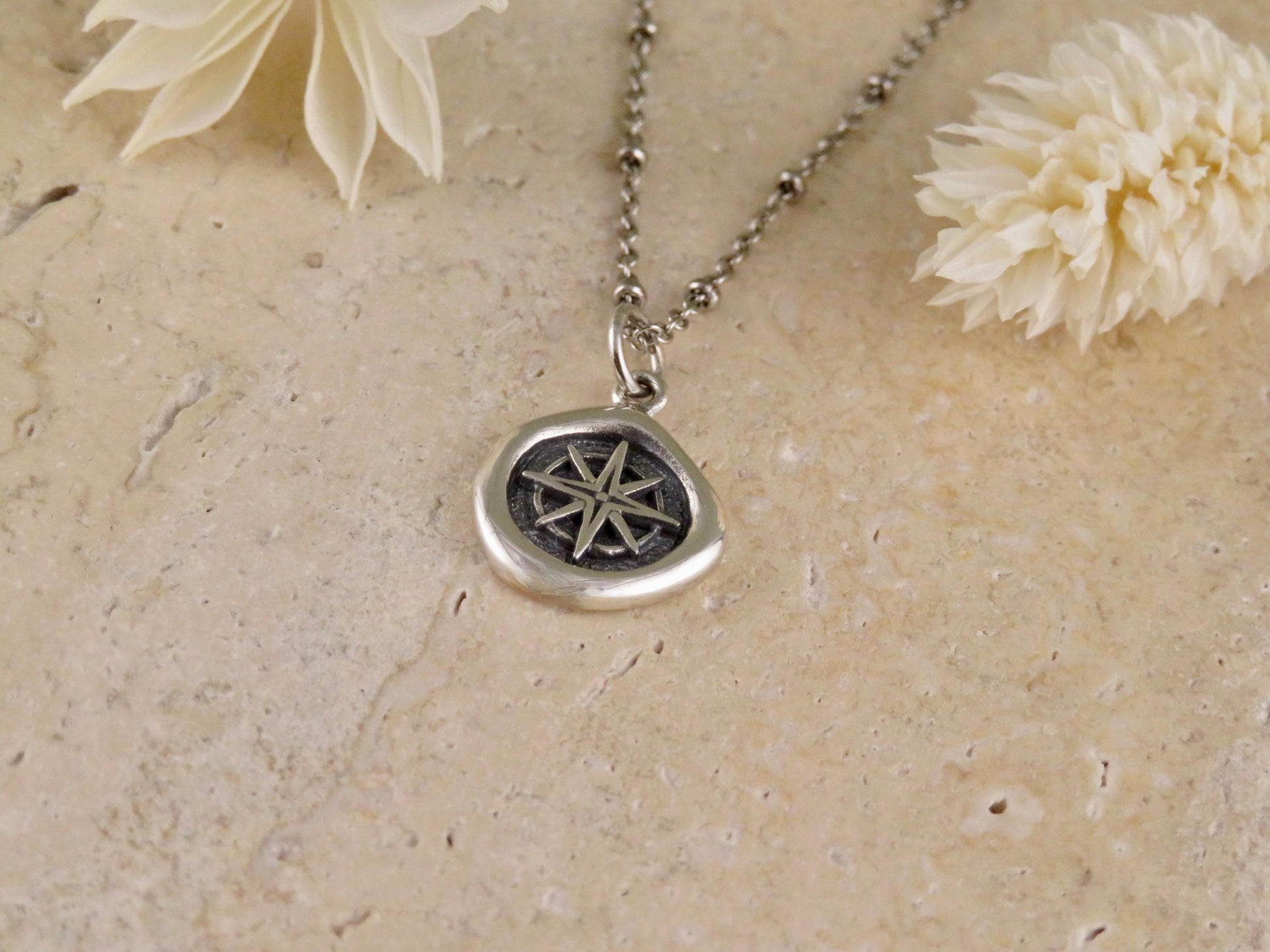 Small Compass Wax Seal Necklace