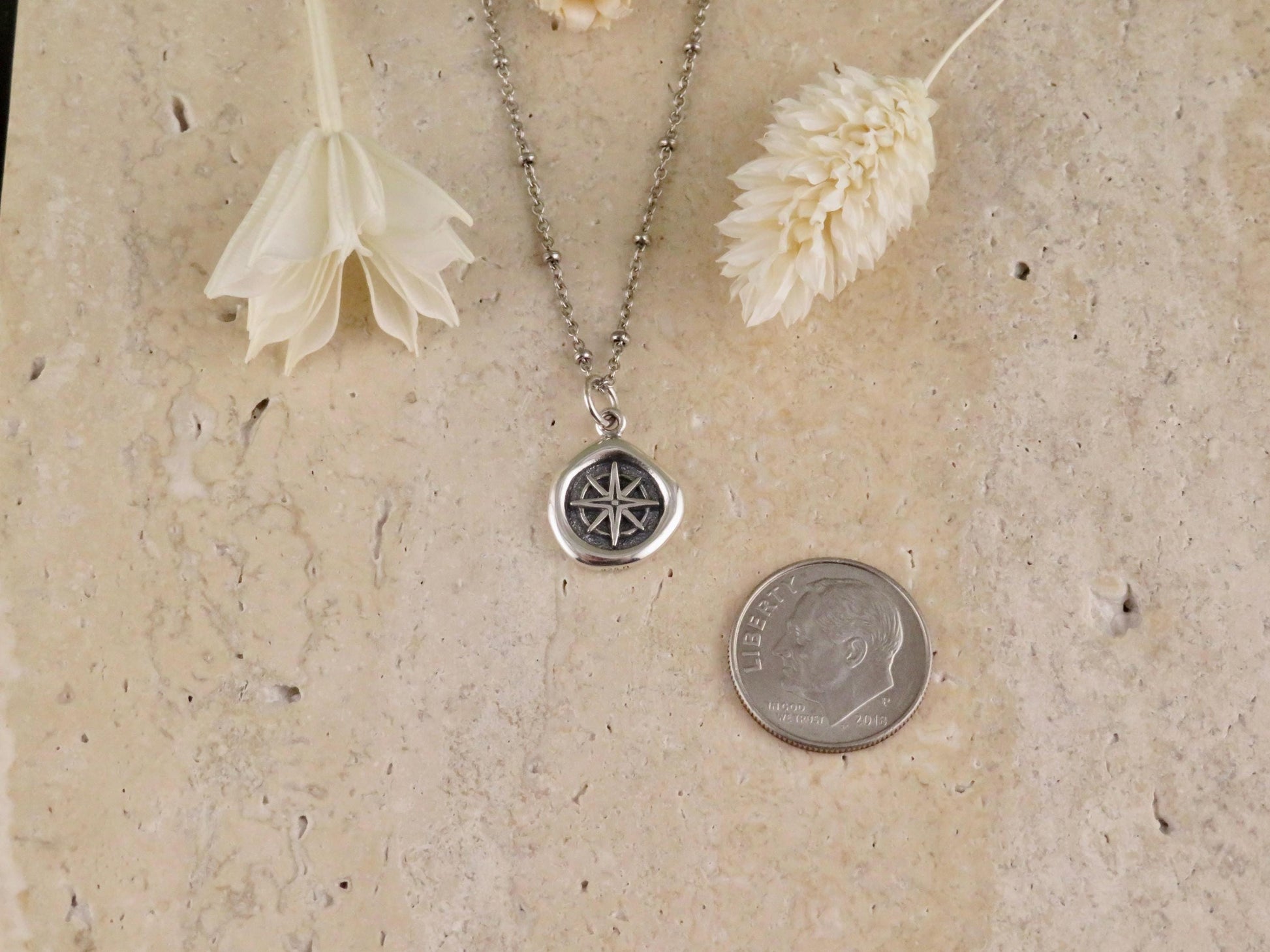 Small Compass Wax Seal Necklace