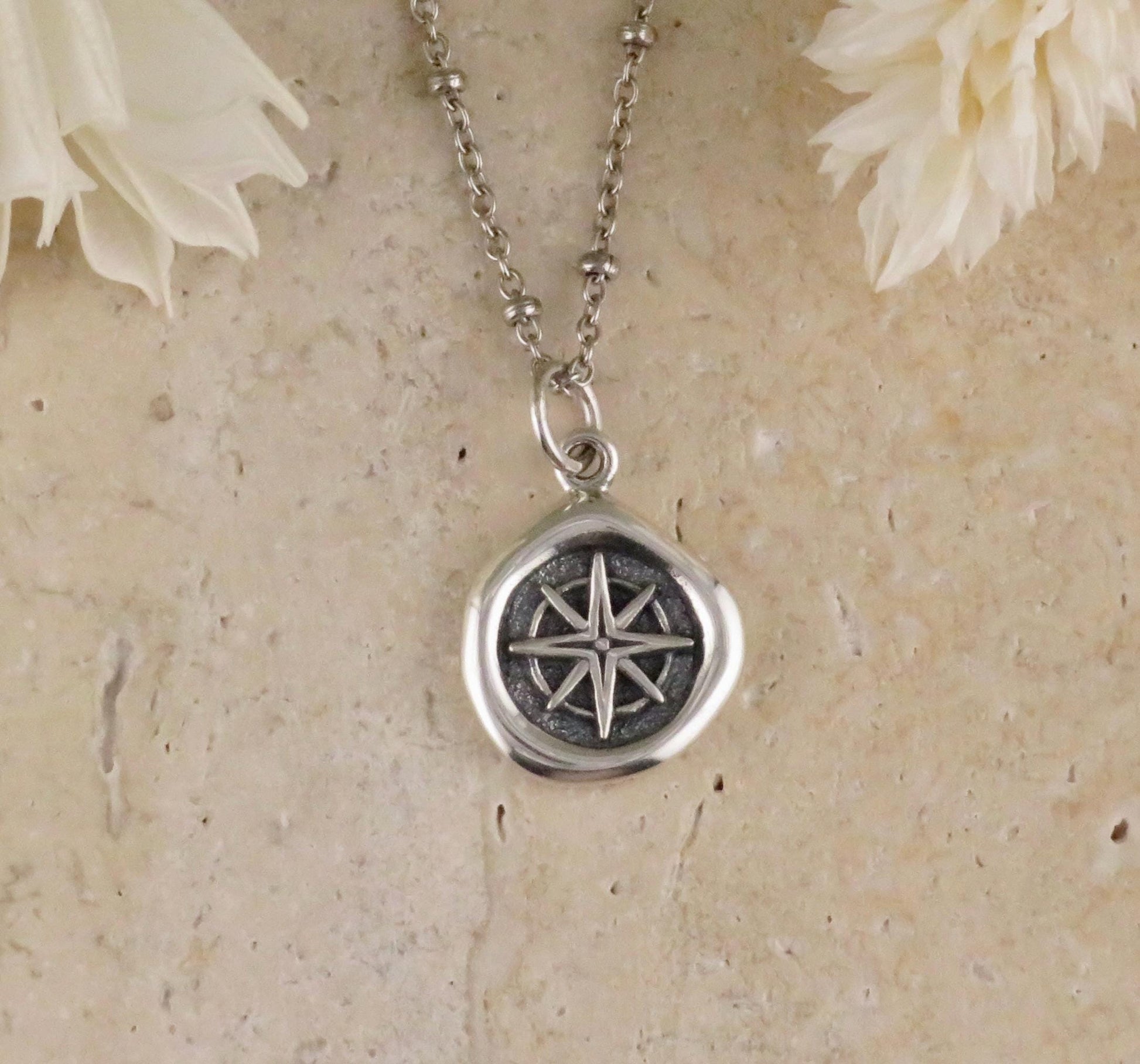 Small Compass Wax Seal Necklace