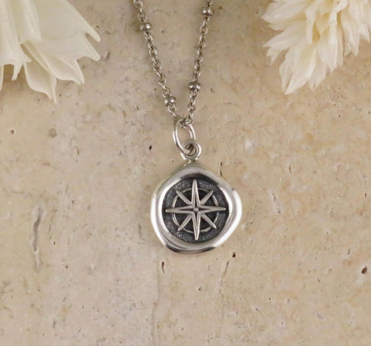 Small Compass Wax Seal Necklace