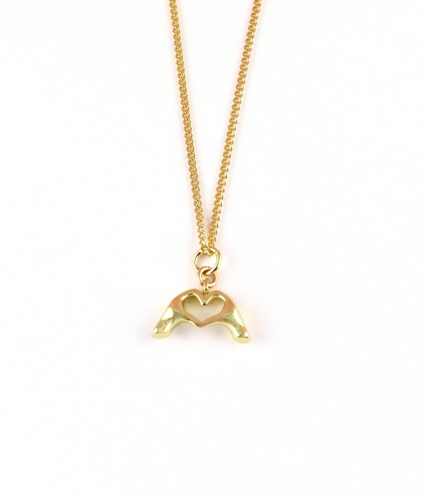Gold Heart Hands Necklace | Hands Making Heart | Heart Hands Charm | Love Pendant