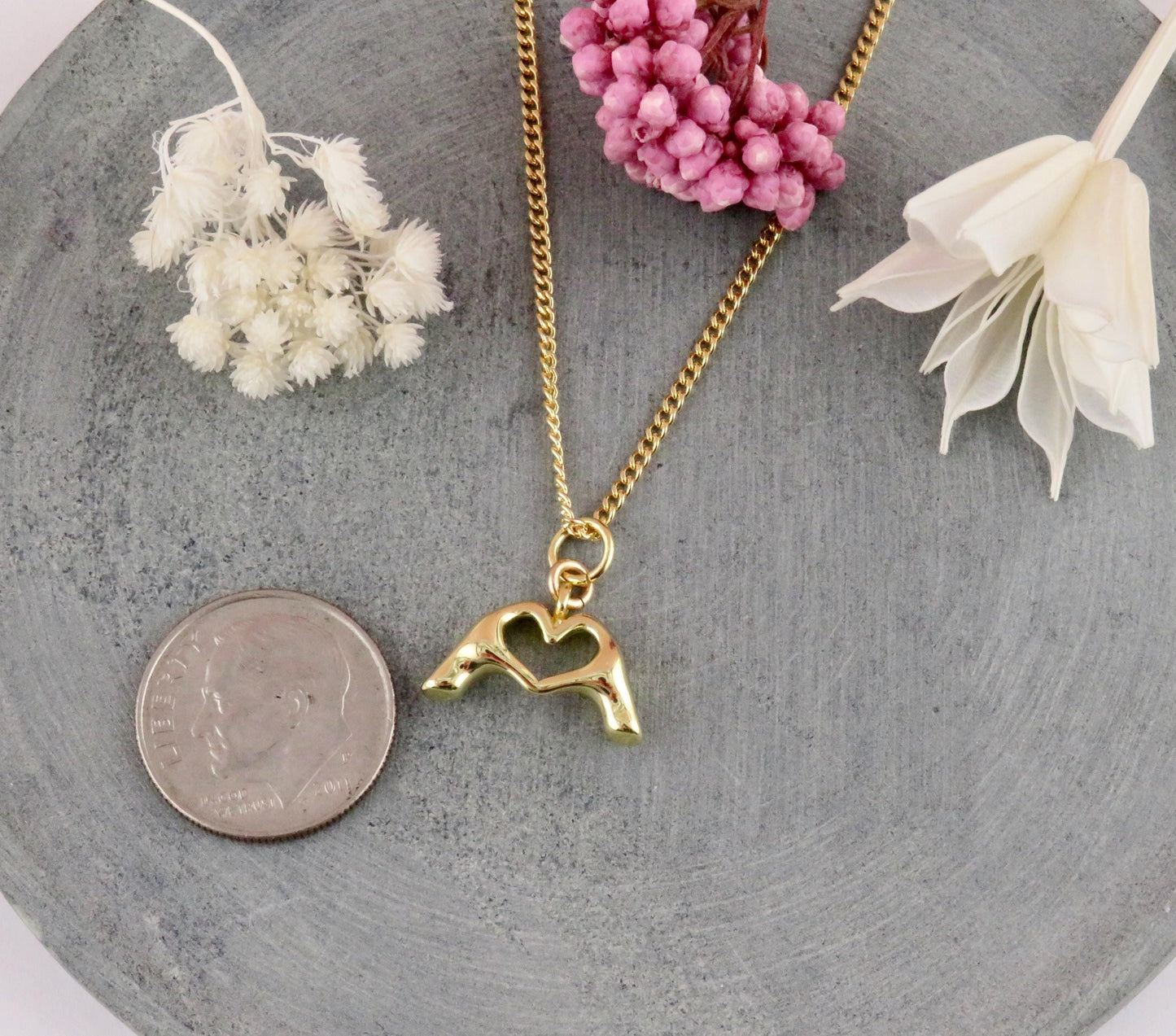 Gold Heart Hands Necklace | Hands Making Heart | Heart Hands Charm | Love Pendant