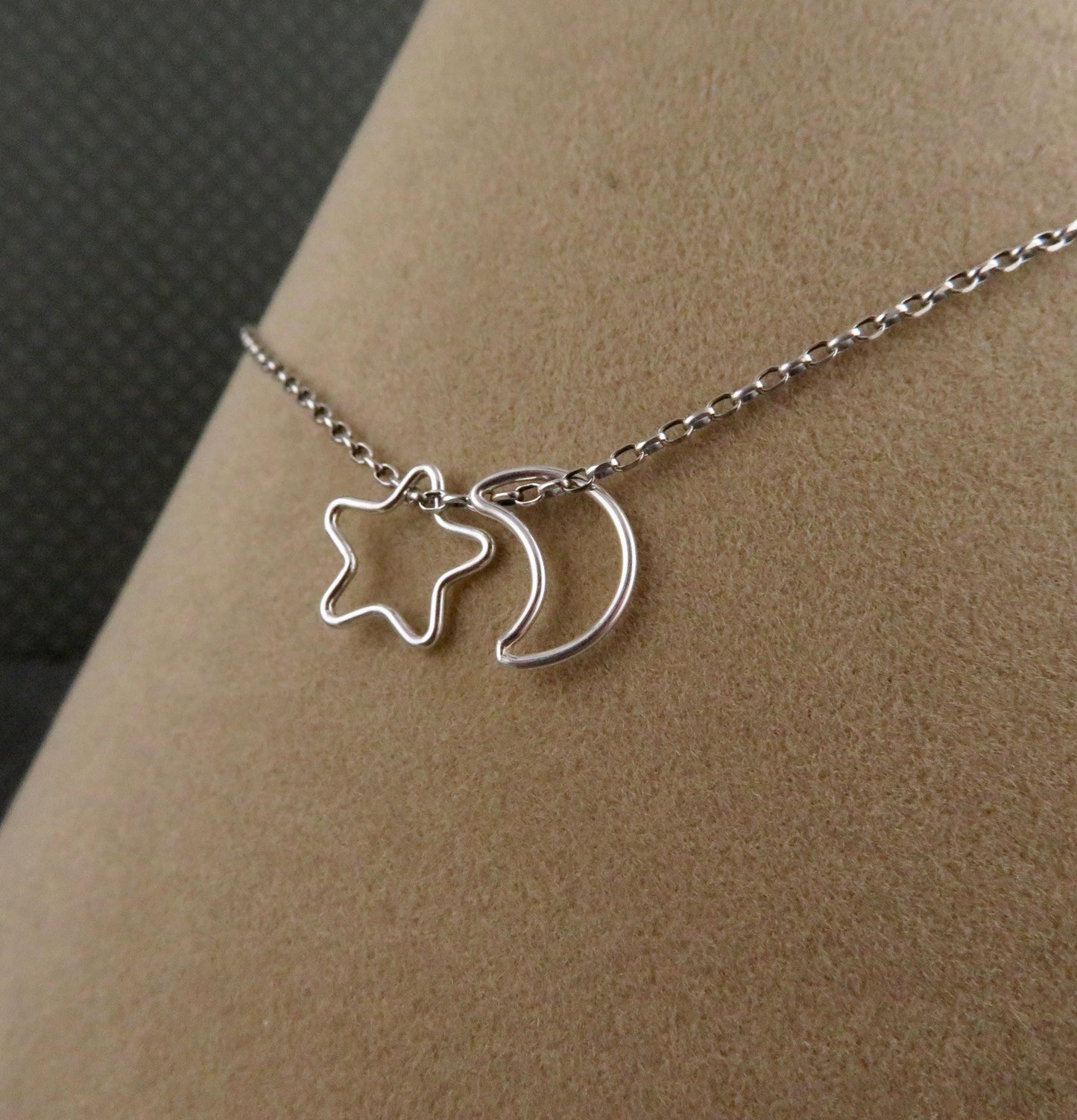 Celestial Necklace | Silver Star Moon Necklace | Moon Star Pendants | Sterling Moon and Stars Necklace