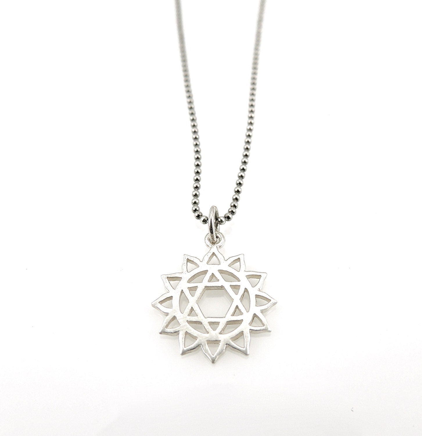 Jewish Star Necklace, Heart Chakra Necklace, Star of David Sun Necklace, Spiritual Necklace, Bat Mitzvah Gift, Judaic Necklace, Magen David