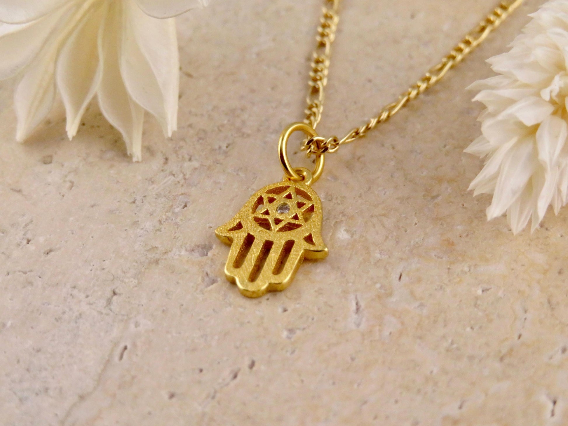 Gold Hamsa Necklace | Star David Pendant | Gold Filled Hamsa Hand | Gold Hamsa Jewish Star Necklace
