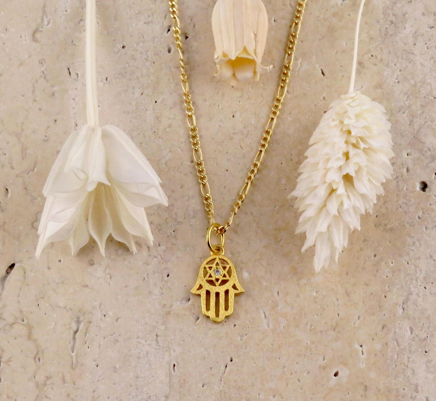 Gold Hamsa Necklace | Star David Pendant | Gold Filled Hamsa Hand | Gold Hamsa Jewish Star Necklace