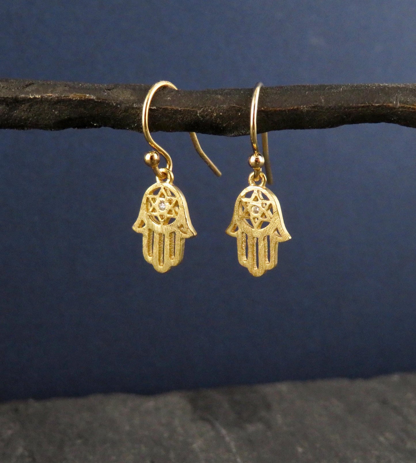 Gold Hamsa Earrings | Star David Hamsa Earrings | Gold Filled Hamsa Earrings | Hamsa Jewish Star Earrings