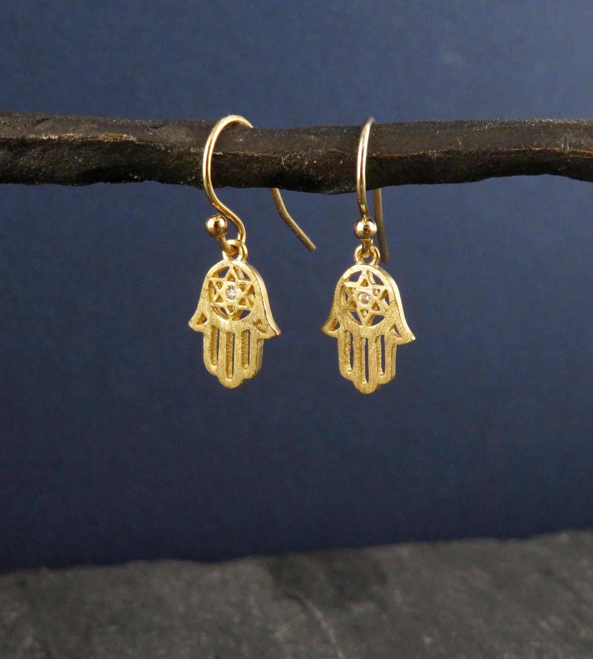 Gold Hamsa Earrings | Star David Hamsa Earrings | Gold Filled Hamsa Earrings | Hamsa Jewish Star Earrings