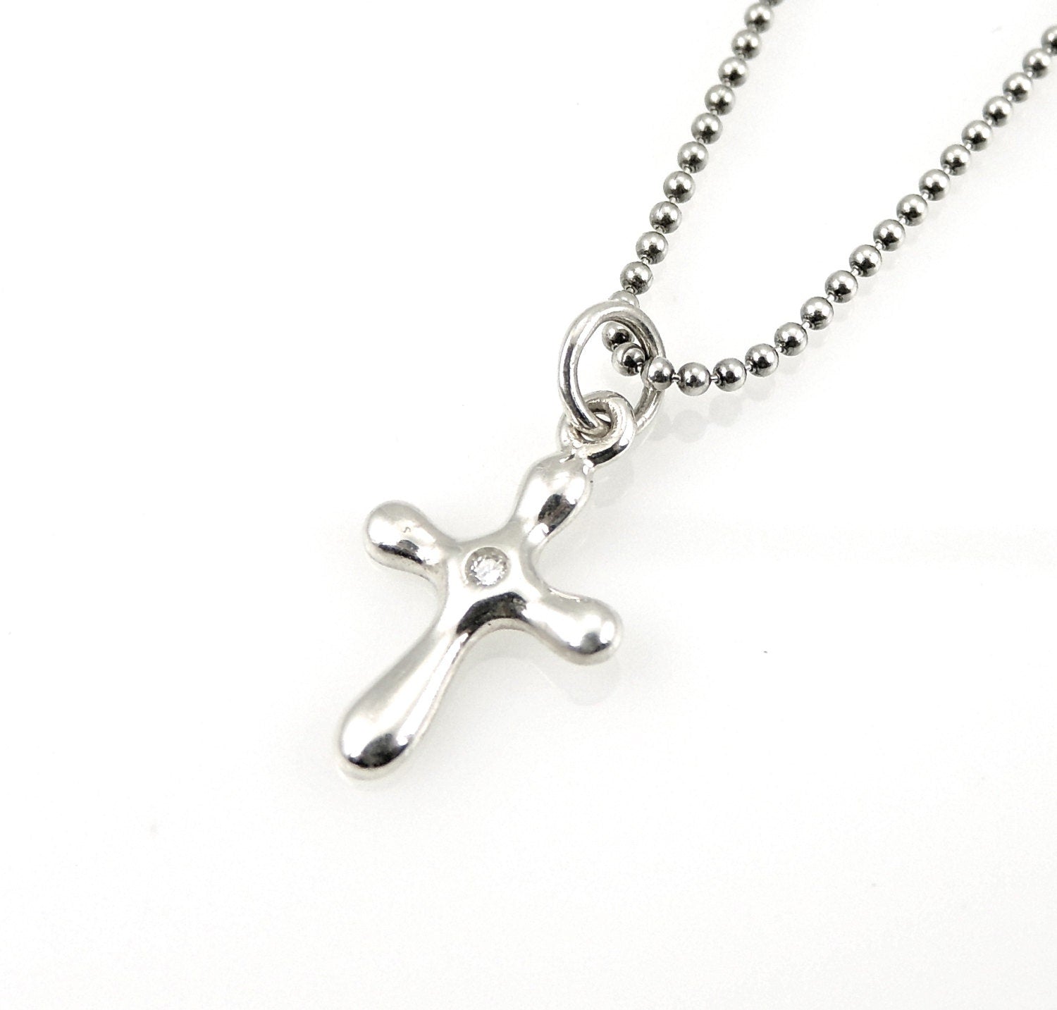 Cross Necklace, Silver Cross Necklace, Diamond Cross Necklace, Sterling Cross, Simple Cross Necklace, Cross Pendant, Silver Cross Pendant