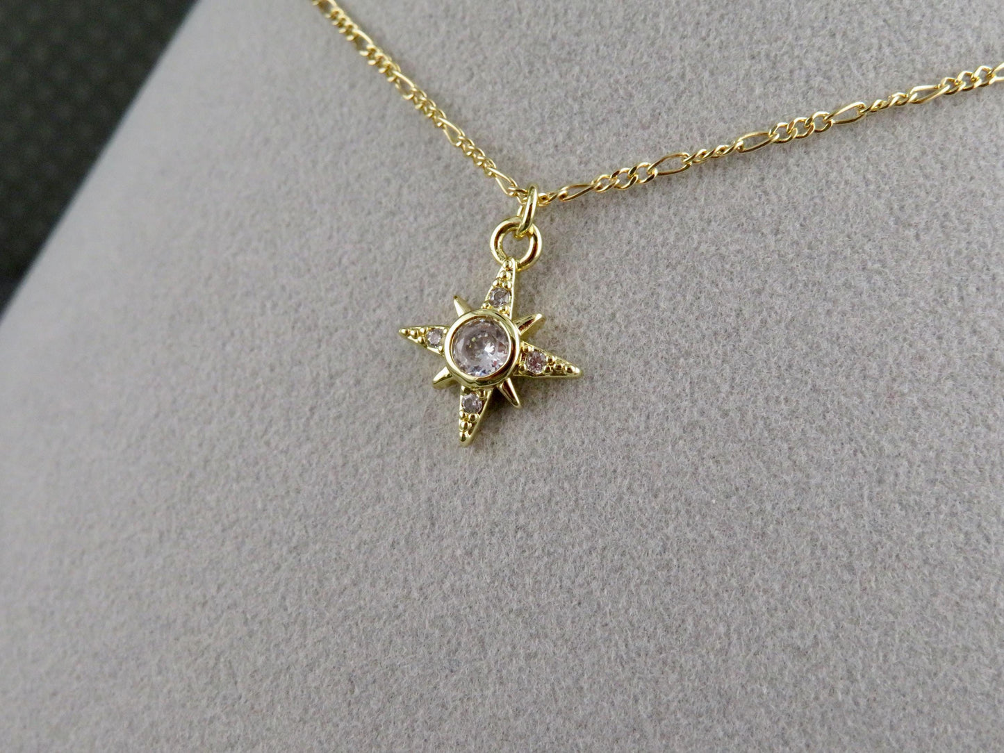 Gold Star Necklace | Sparkly CZ Star Necklace | North Star Pendant | Crystal Star Gold