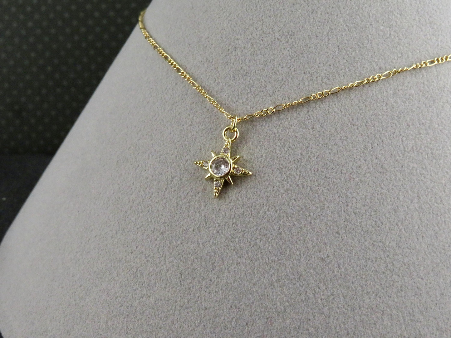Gold Star Necklace | Sparkly CZ Star Necklace | North Star Pendant | Crystal Star Gold