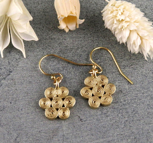 Gold Flower Earrings | Spiral Flower Earrings | Spiral Flowers | Geometric Earrings Gold