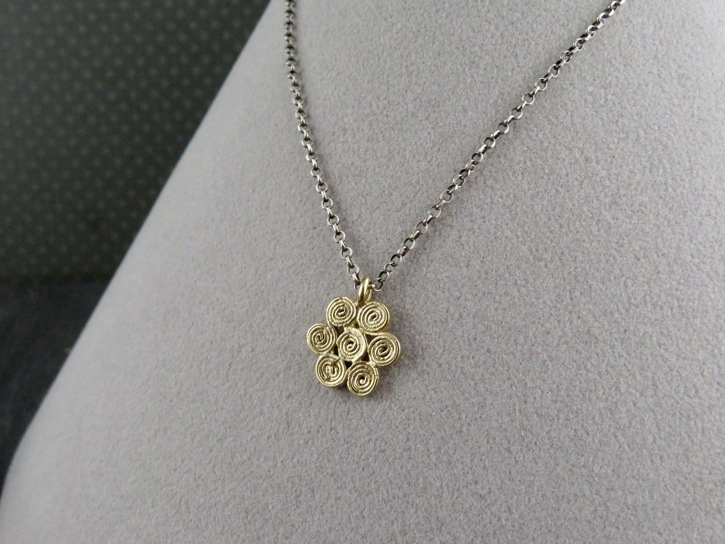 Gold Flower Necklace | Spiral Flower Necklace | Spiral Flowers | Geometric Necklace Gold