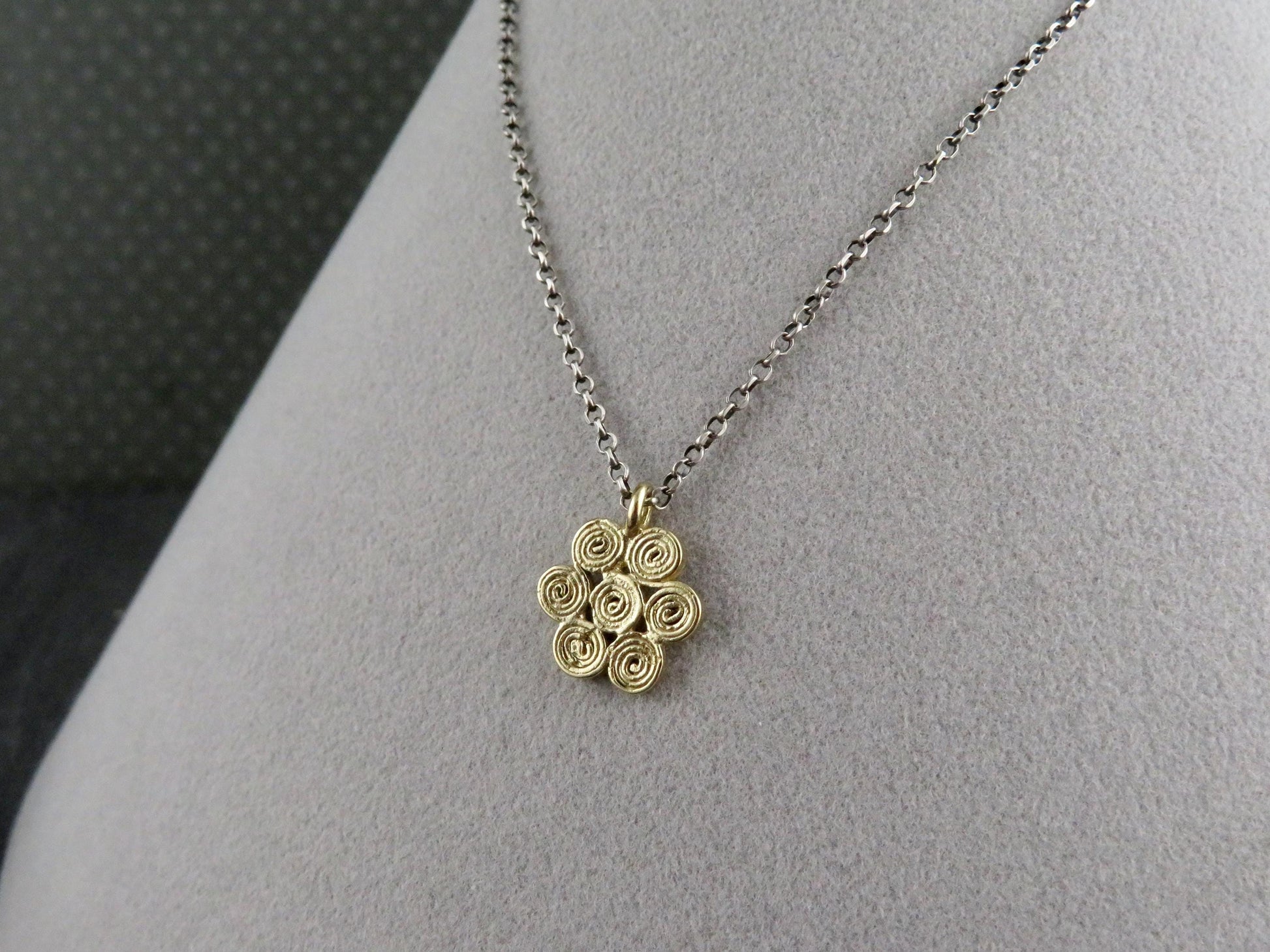 Gold Flower Necklace | Spiral Flower Necklace | Spiral Flowers | Geometric Necklace Gold