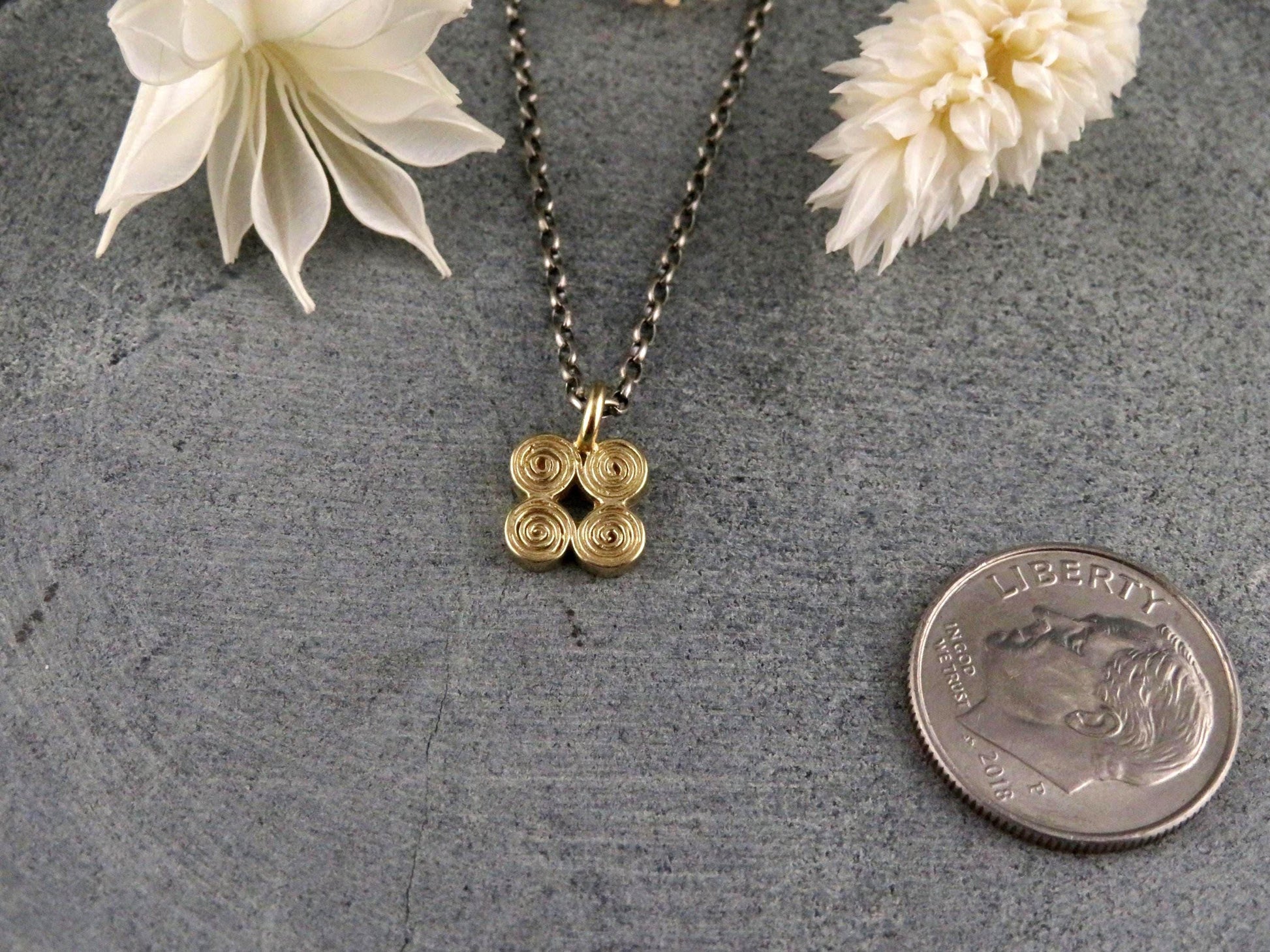 Minimal Necklace | Gold Spiral Pendant | Delicate Brass Necklace | Small Spiral Charm