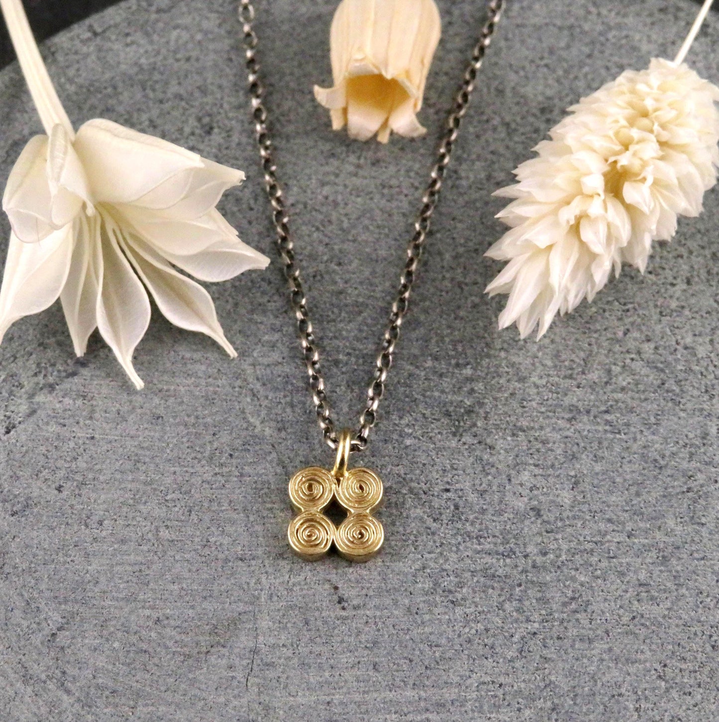 Minimal Necklace | Gold Spiral Pendant | Delicate Brass Necklace | Small Spiral Charm