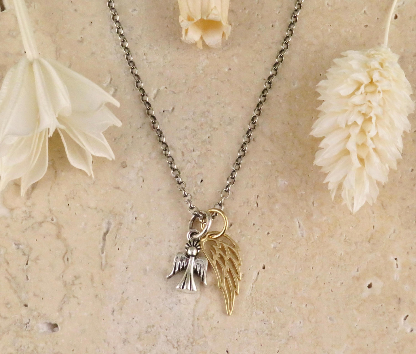 Angel Necklace | Sterling Angel Wing Necklace | Silver Angel Charm | Gold Angel Wing Charm