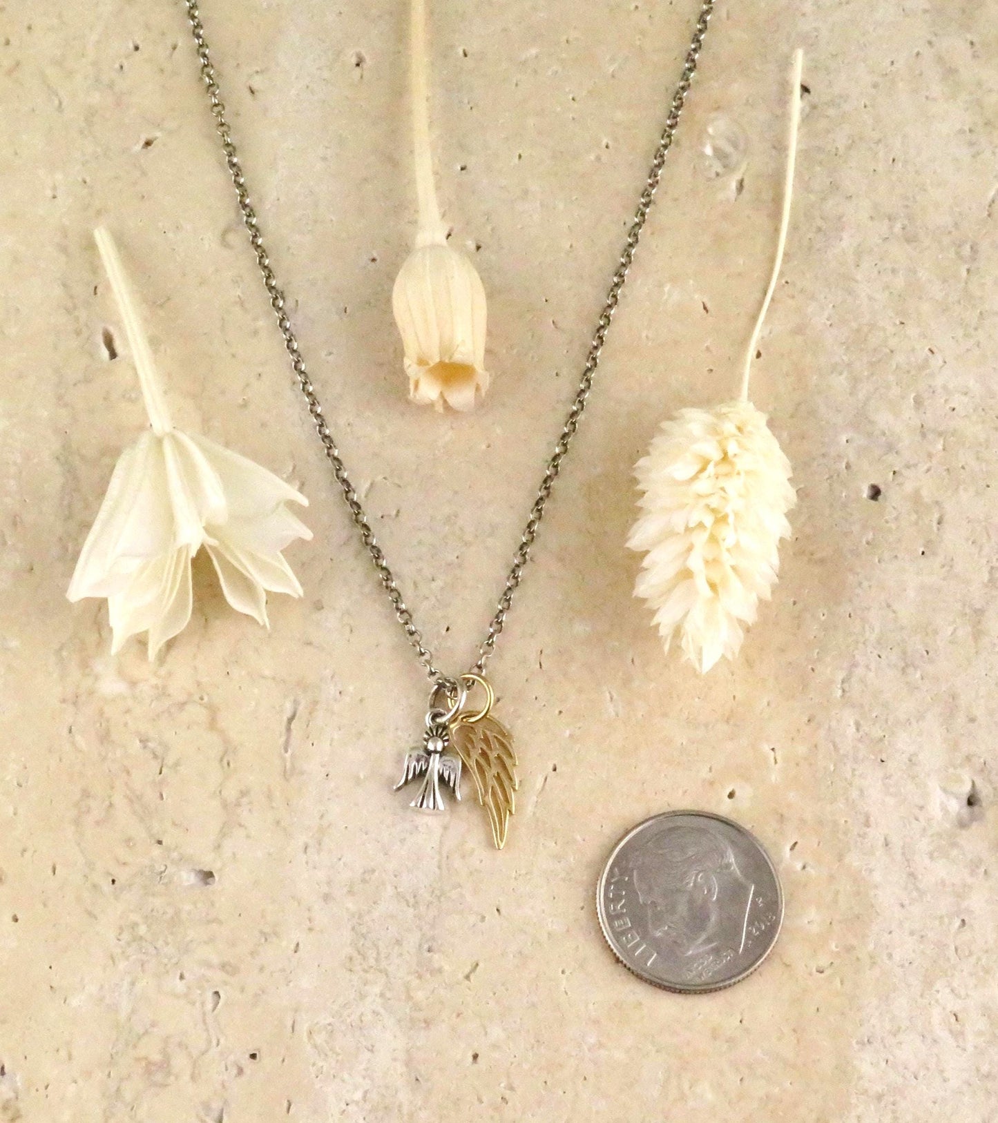 Angel Necklace | Sterling Angel Wing Necklace | Silver Angel Charm | Gold Angel Wing Charm