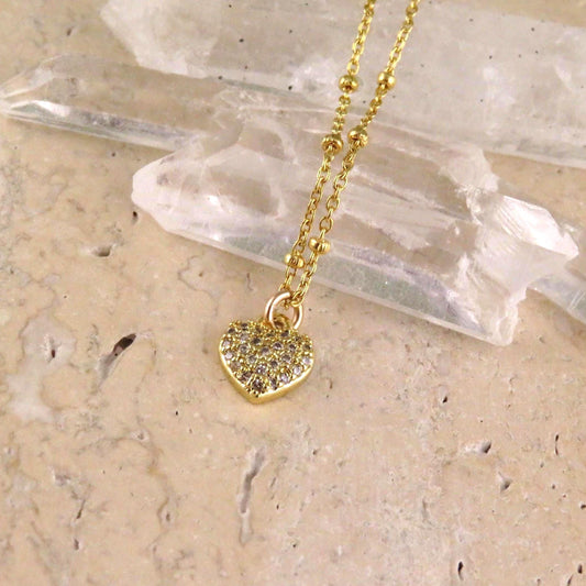 Gold Heart Necklace | Sweet Heart Charm | Gold filled Minimal Heart | Gold CZ Heart Pendant | Heart Necklace Gift