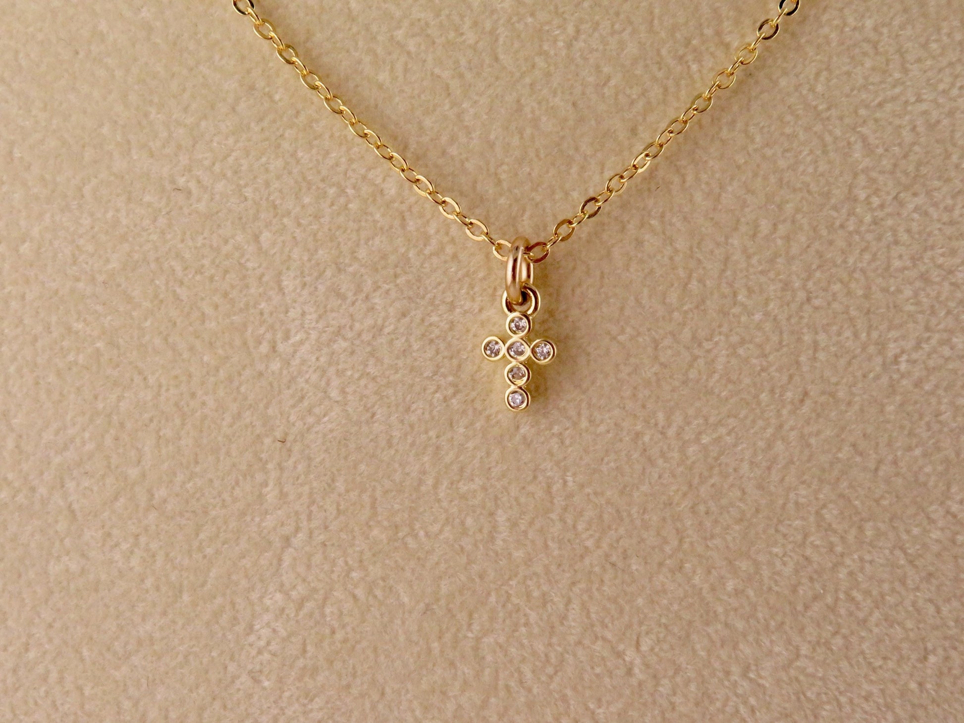 Tiny Gold Cross Necklace | Gold Filled Mini Cross | CZ Small Cross | Sweet Little Cross Pendant
