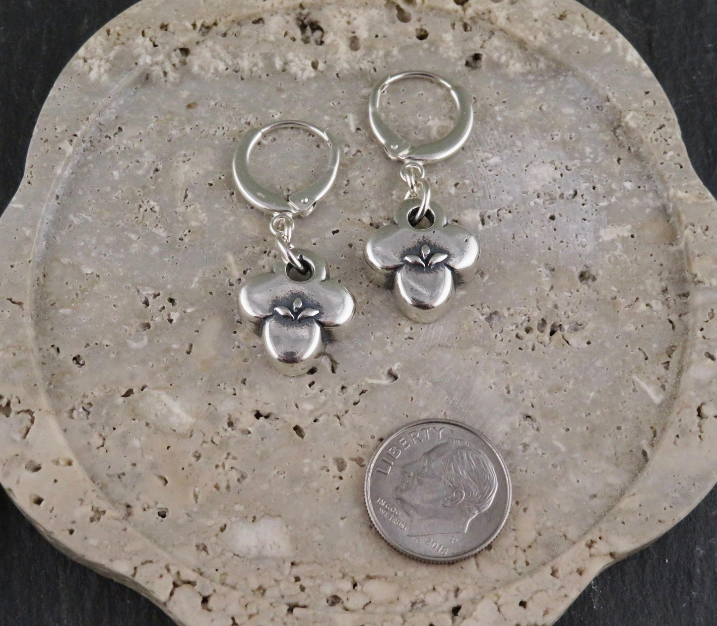 Silver Natural Earrings | Sterling Floral Hoops | Silver Rustic Hoops | Sterling Clover Earrings | Organic Hoops | Quatrefoil Charms