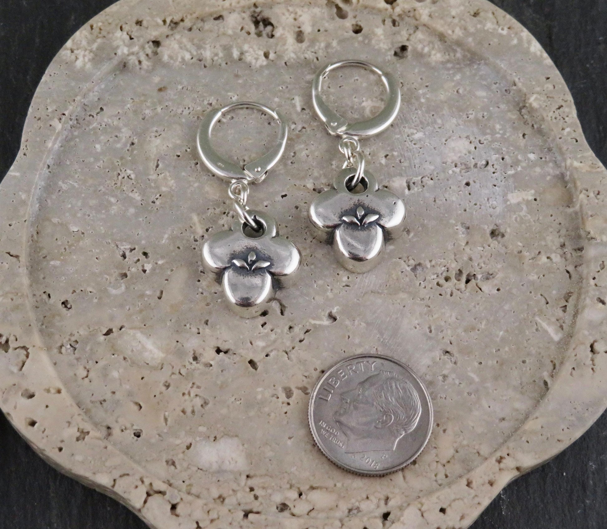 Silver Natural Earrings | Sterling Floral Hoops | Silver Rustic Hoops | Sterling Clover Earrings | Organic Hoops | Quatrefoil Charms
