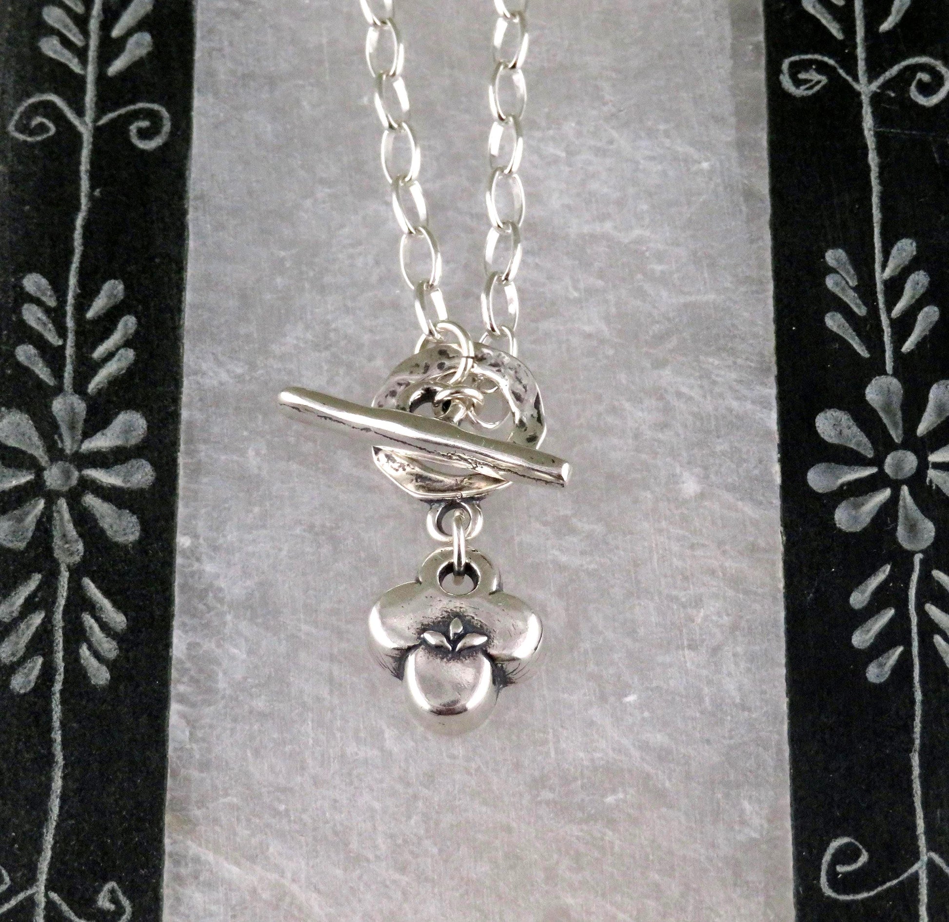 Silver Natural Necklace | Sterling Floral Necklace | Silver Rustic Pendant | Sterling Clover Charm | Organic Necklace | Quatrefoil Pendant