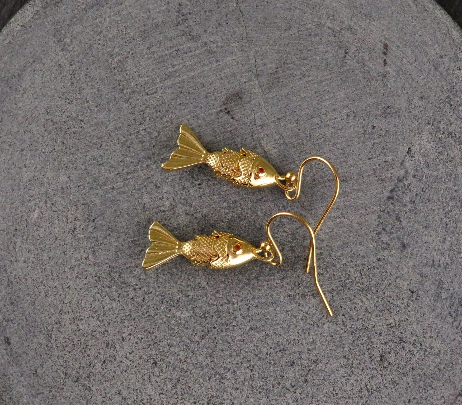 Gold Fish Earrings | Articulated Fish Pendants | Sea Life Earrings | Mini Gold Fish Earrings