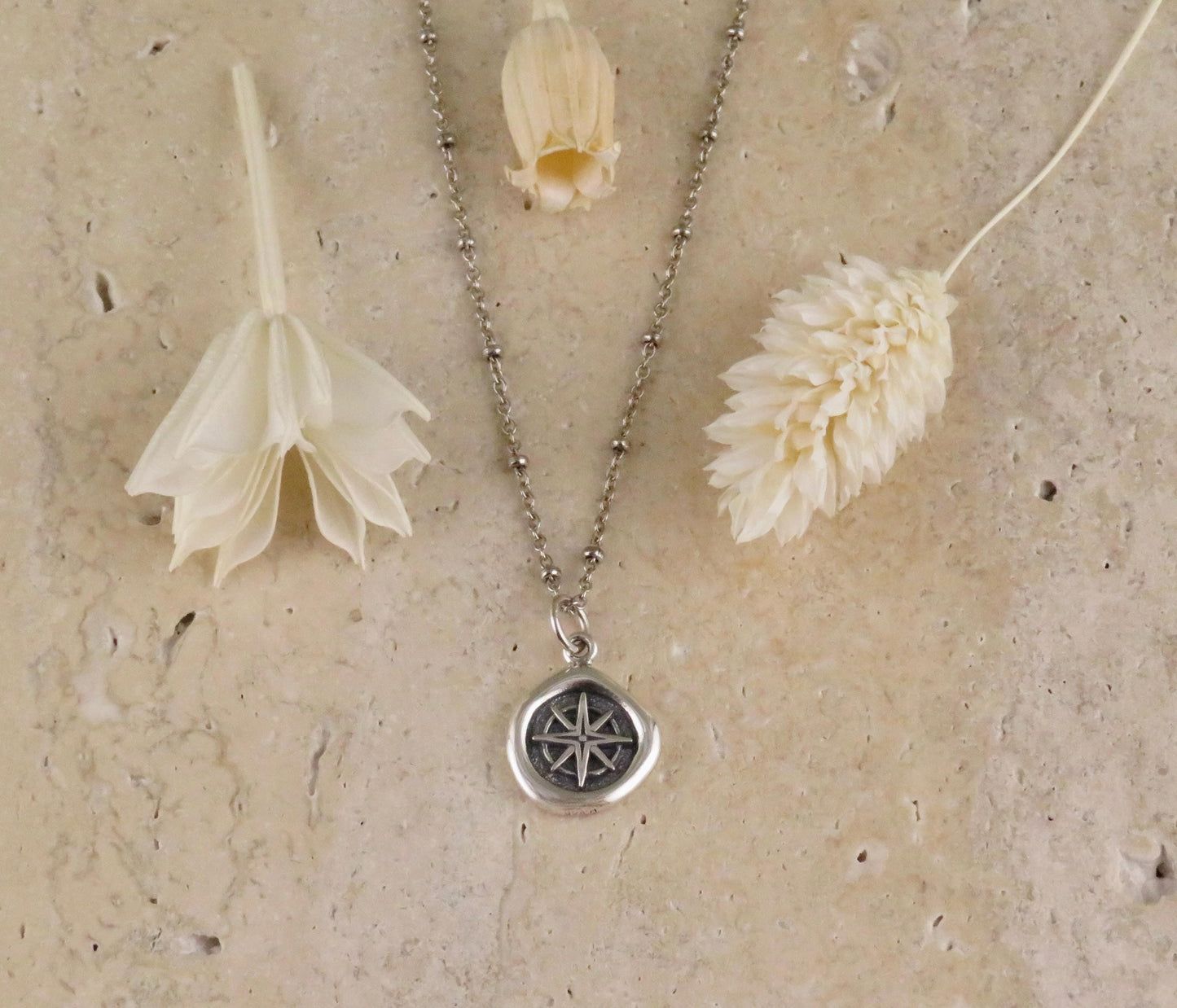 Small Compass Wax Seal Necklace