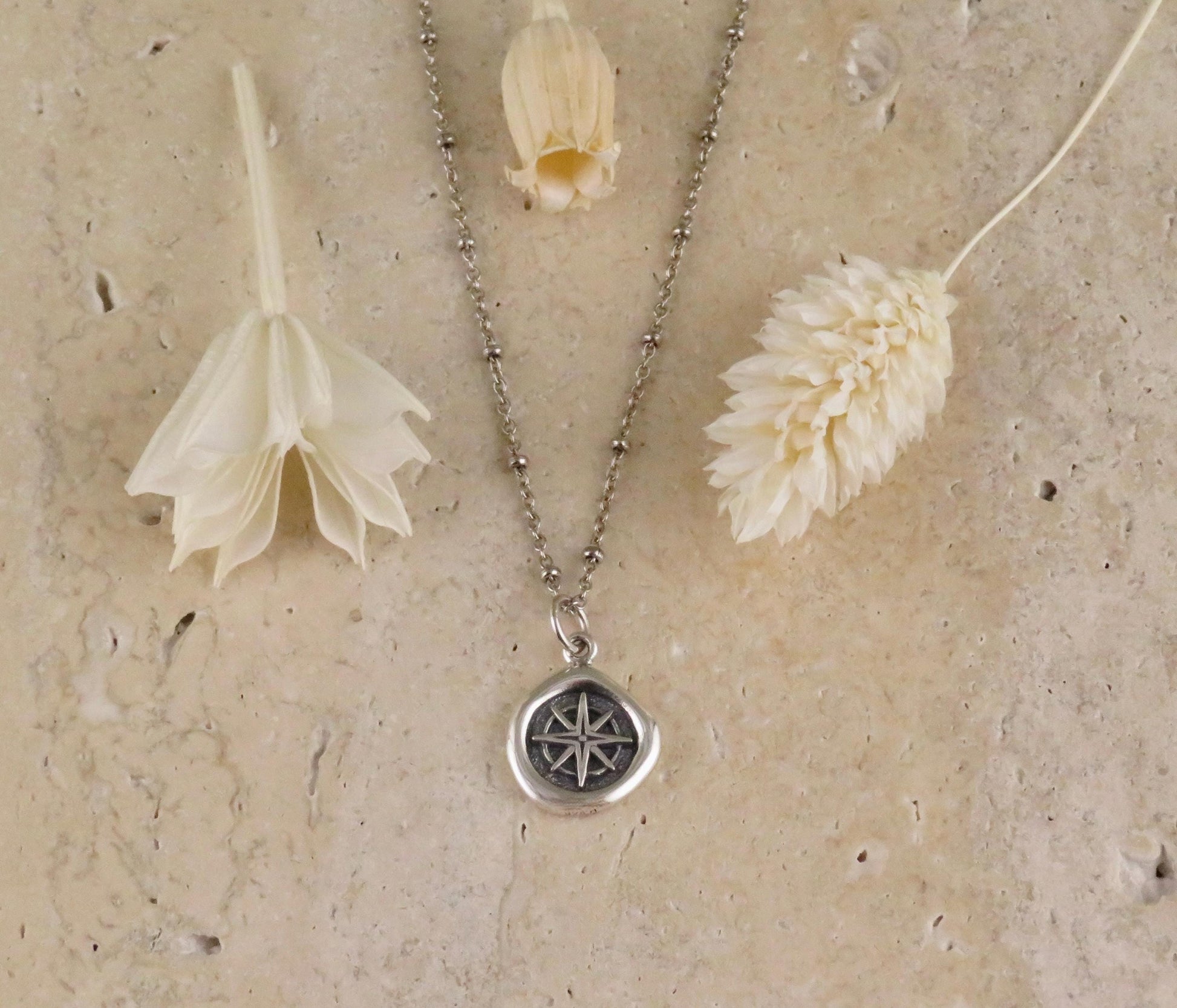 Small Compass Wax Seal Necklace