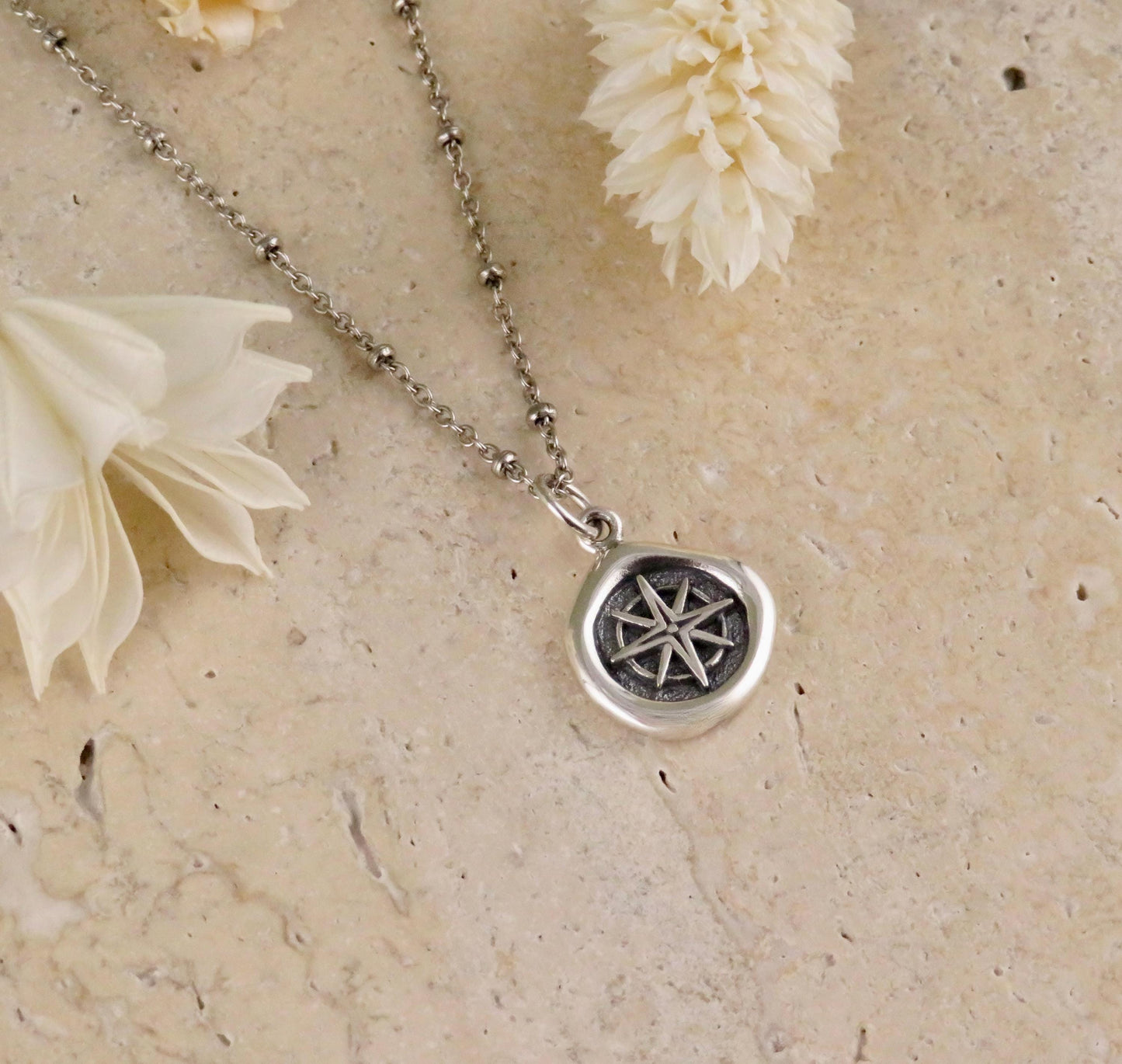 Small Compass Wax Seal Necklace