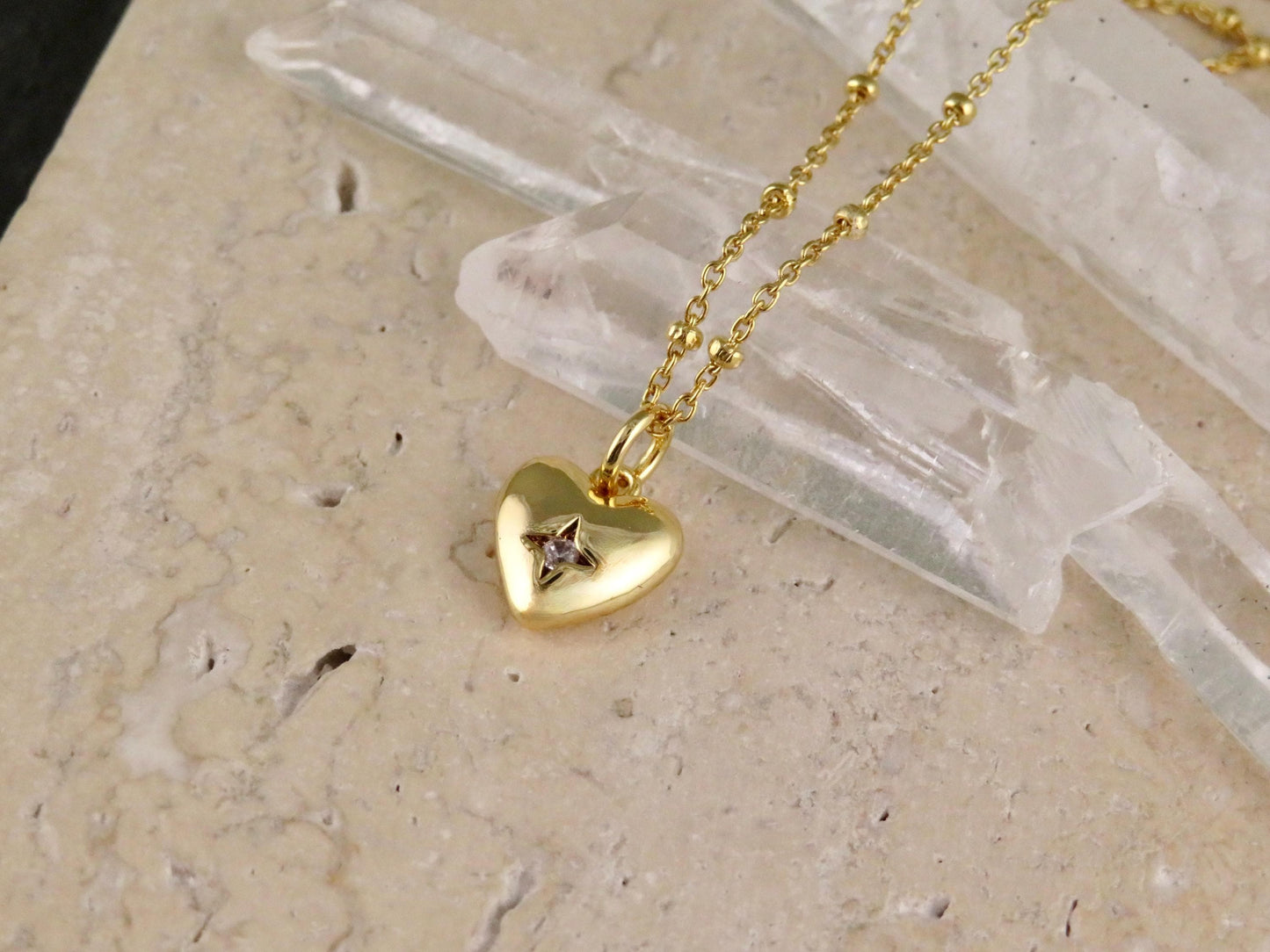 Gold Heart Necklace | Sweet Heart Charm | Gold Minimal Heart | CZ Heart Pendant | Single Heart Necklace Gift