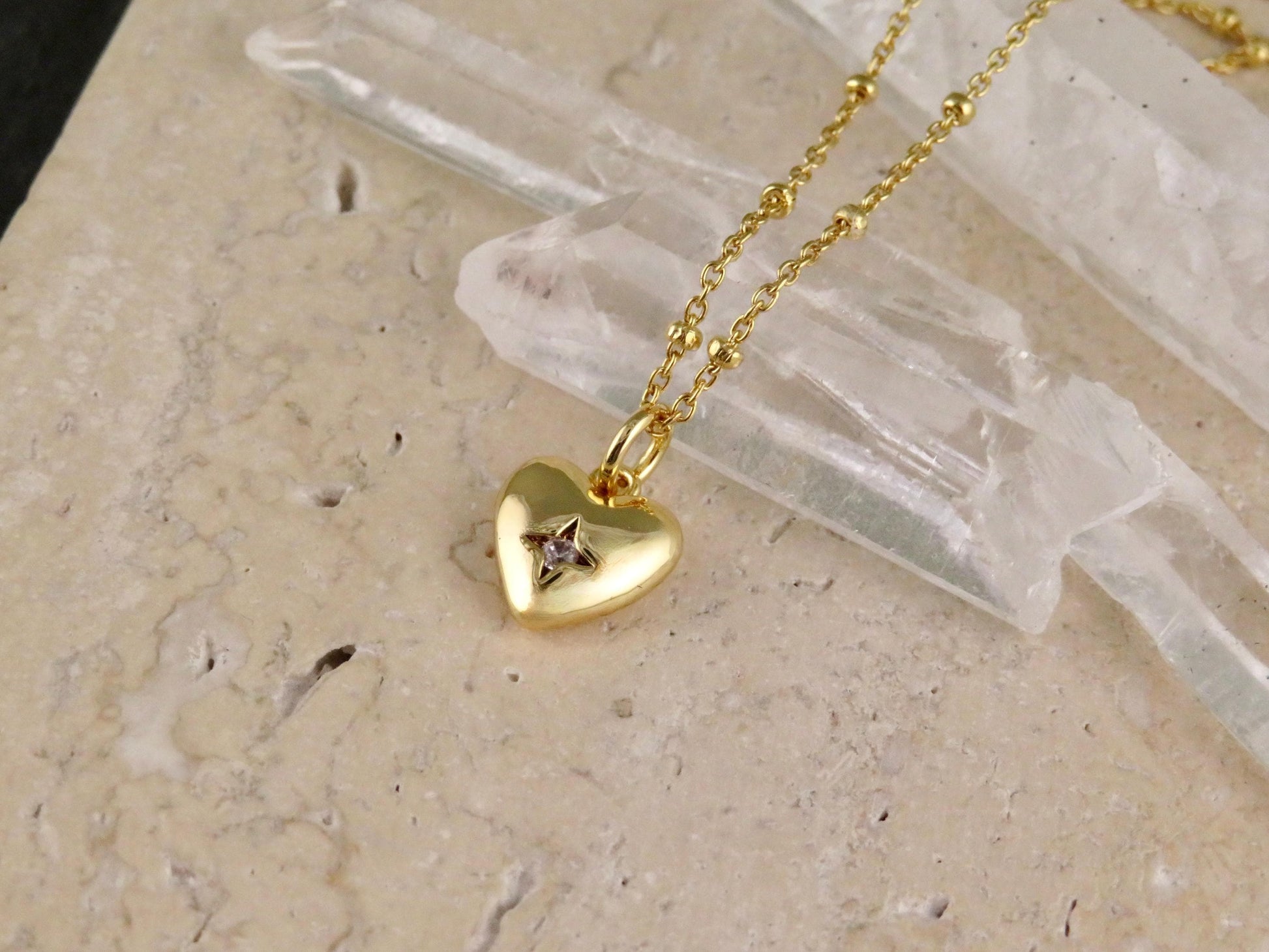 Gold Heart Necklace | Sweet Heart Charm | Gold Minimal Heart | CZ Heart Pendant | Single Heart Necklace Gift