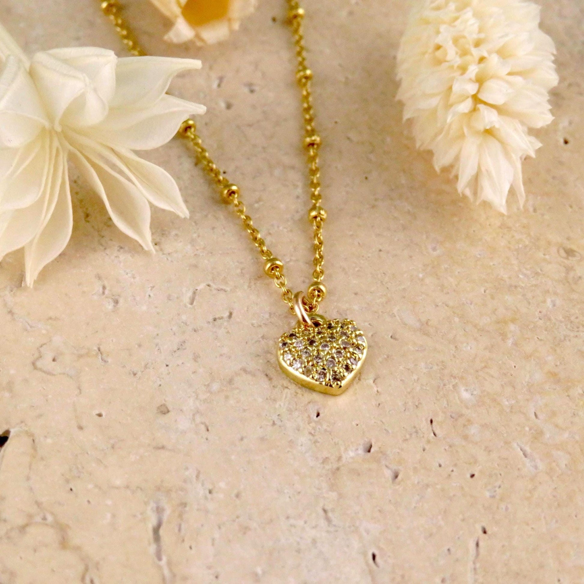 Gold Heart Necklace | Sweet Heart Charm | Gold filled Minimal Heart | Gold CZ Heart Pendant | Heart Necklace Gift